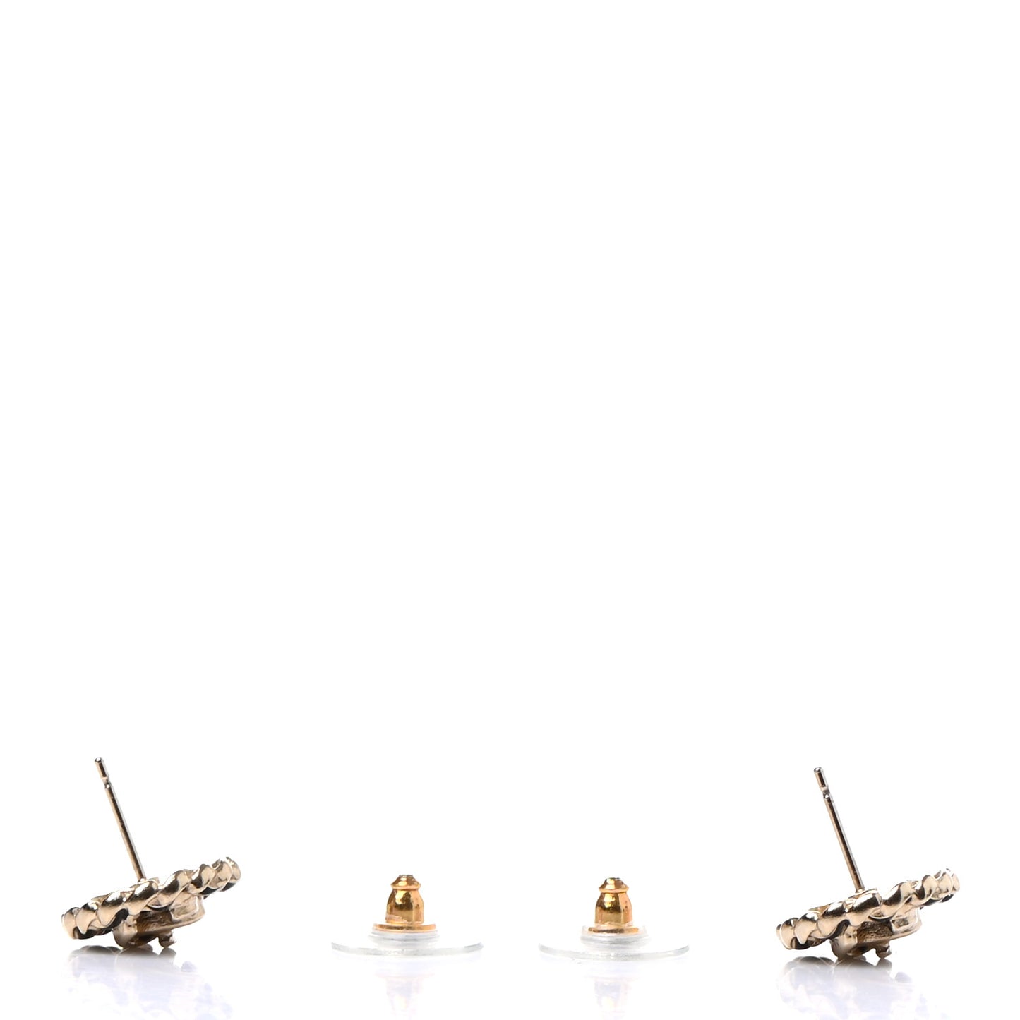 Metal Enamel CC Chain Turnlock Earrings Gold Black