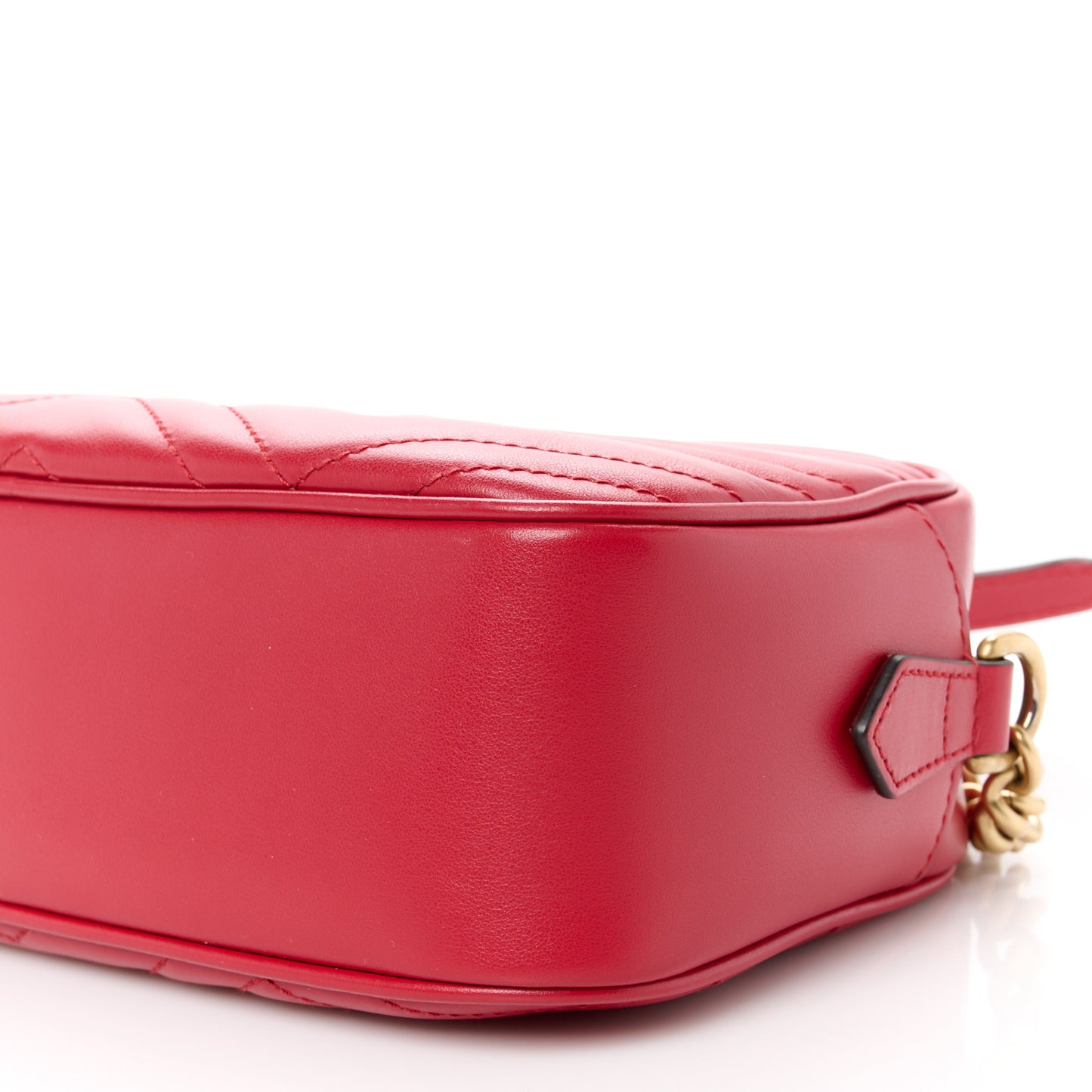Calfskin Matelasse Small GG Marmont Chain Shoulder Bag Hibiscus Red