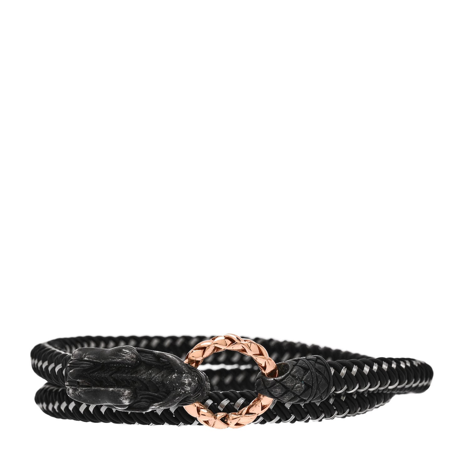 Sterling Silver Bronze Leather Naga Dragon Cord Bracelet