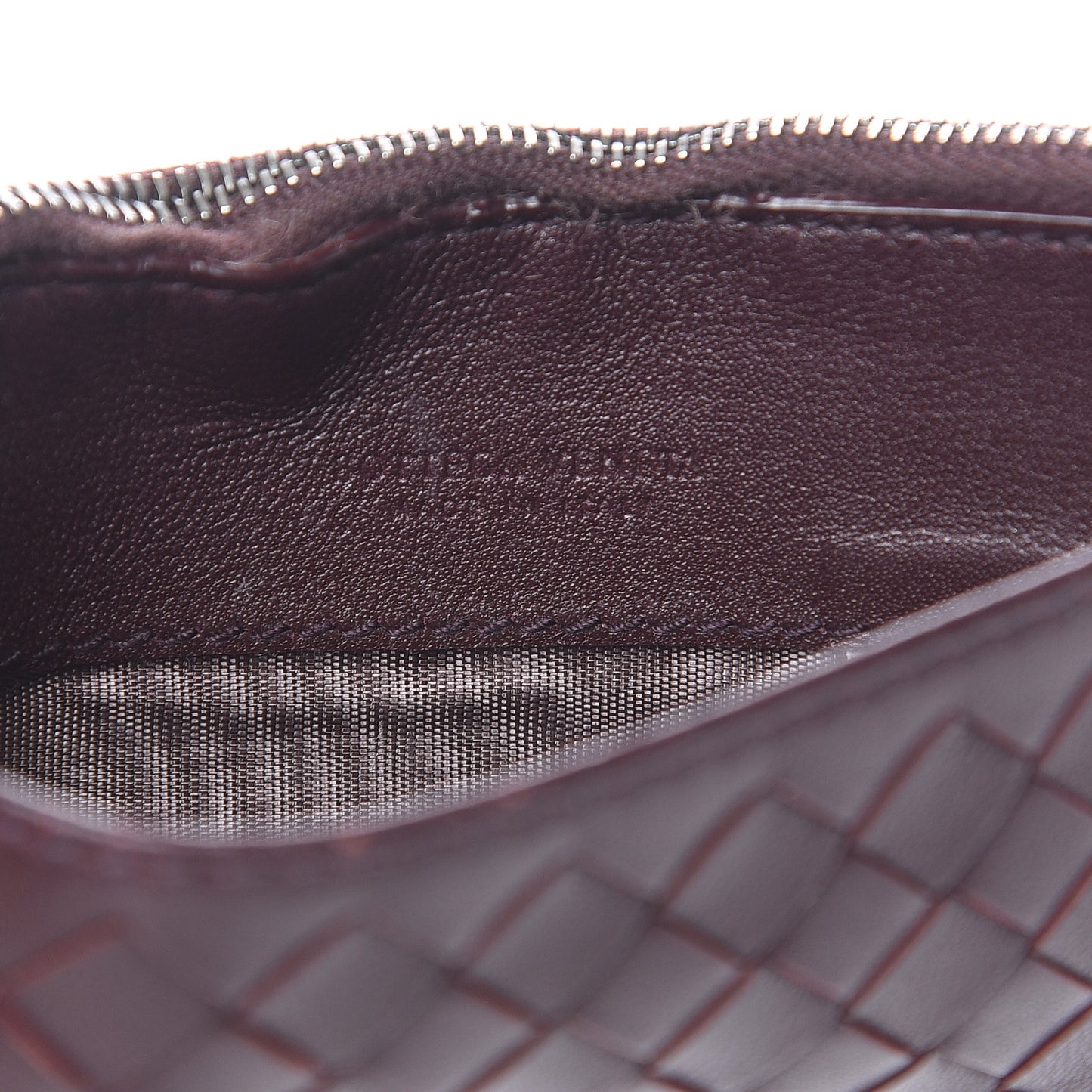 Nappa Intrecciato Zip Card Case Dark Barolo China Red