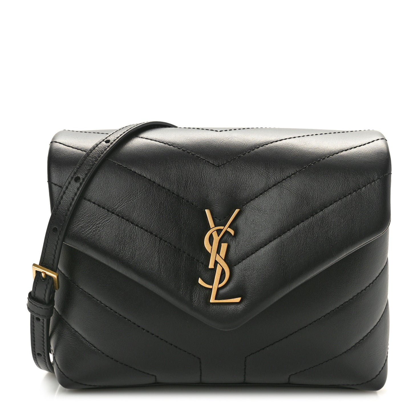 Calfskin Y Quilted Monogram Toy Loulou Crossbody Bag Black