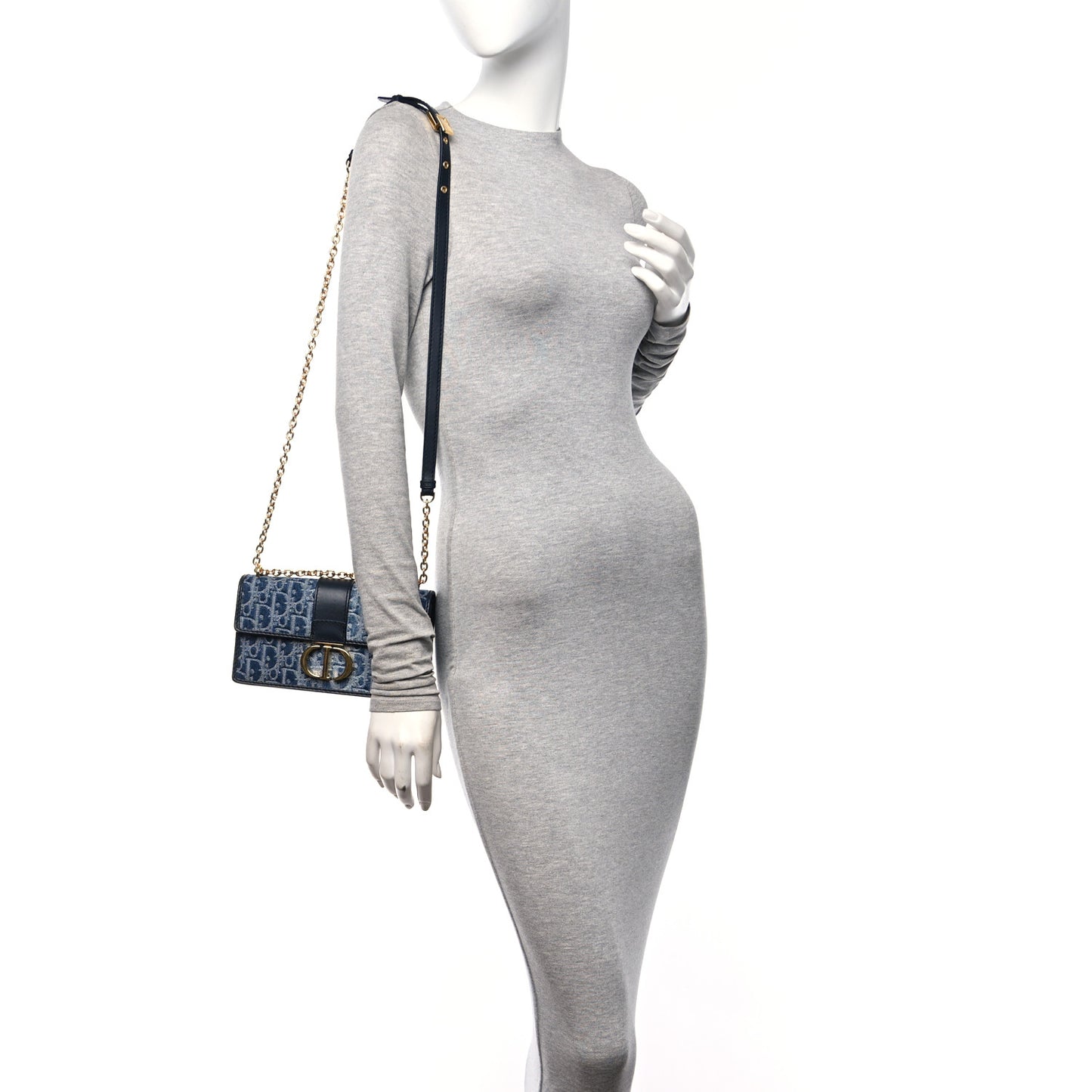 Denim Oblique 30 Montaigne East West Chain Flap Bag