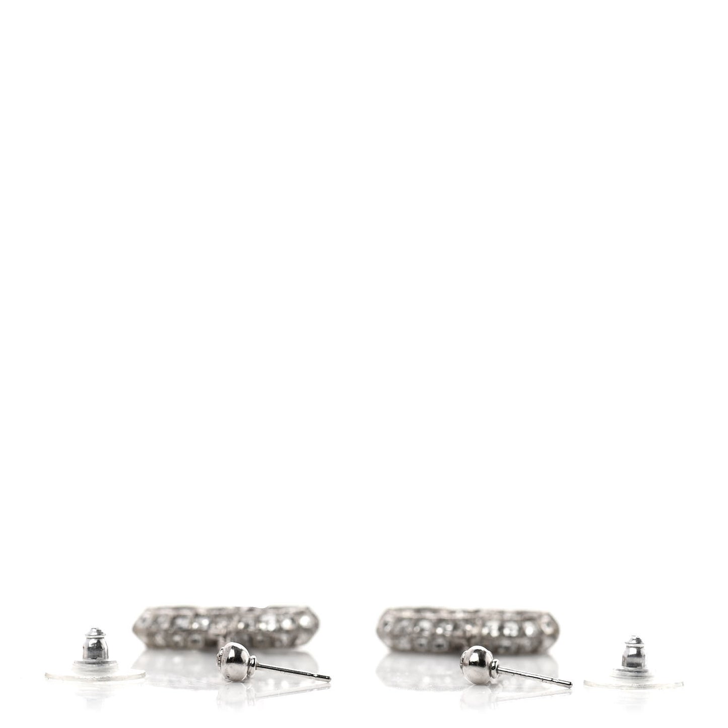 Baguette Crystal CC Drop Earrings Silver