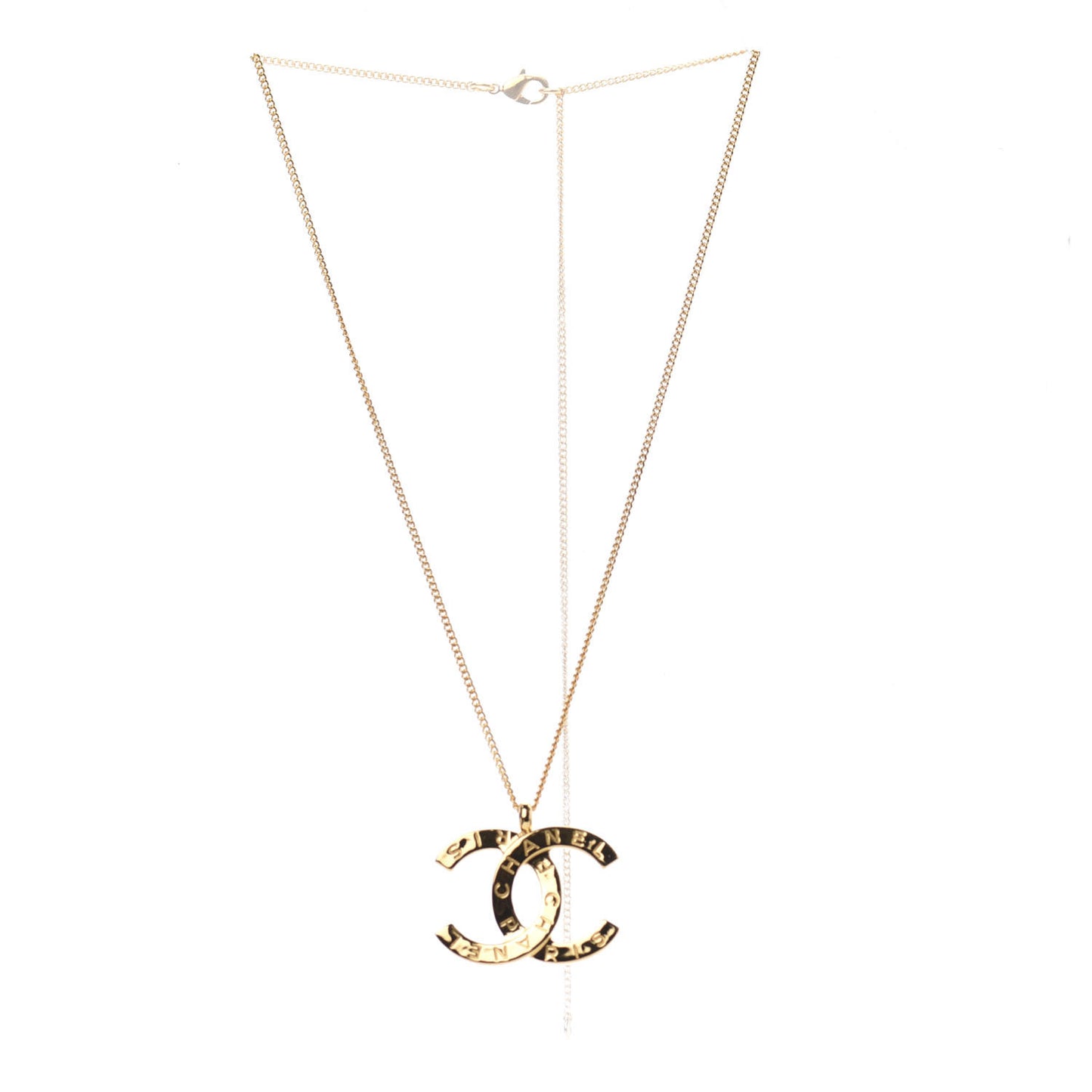 Metal CC Paris Button Necklace Gold