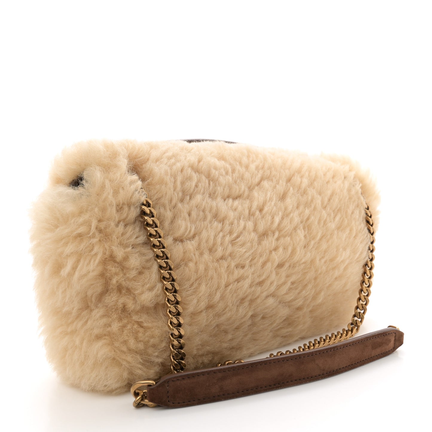 Shearling Calypso Crossbody Crema Naturel Dark Cigar