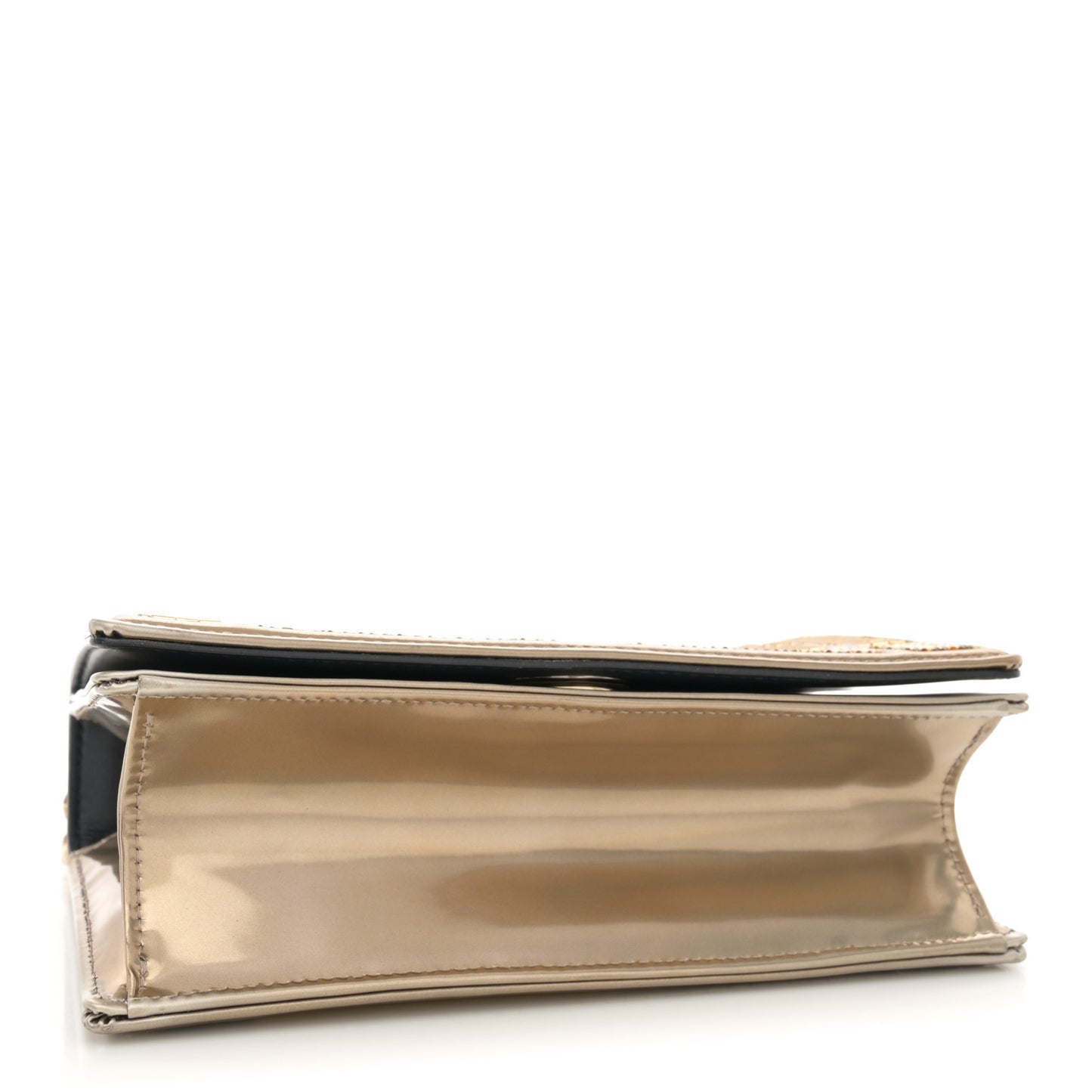 Metallic Calfskin Beaded Small Diorama Flap Bag Gold