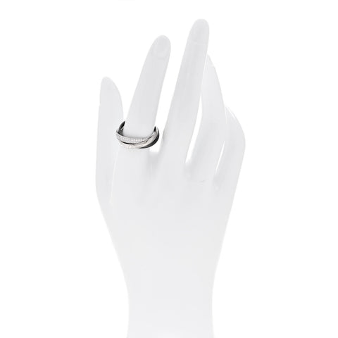 18K White Gold Ceramic Diamond Small Trinity Ring 56 7.75