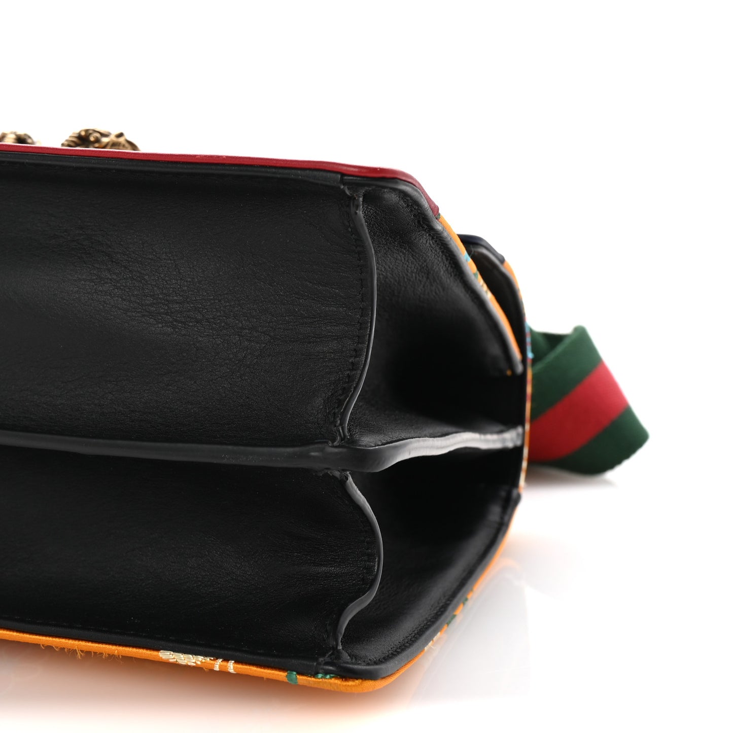 Satin Calfskin Bamboo Web Tokyo Print Medium Dionysus Top Handle Bag Giallo Multicolor Blue Agata Hibiscus Red