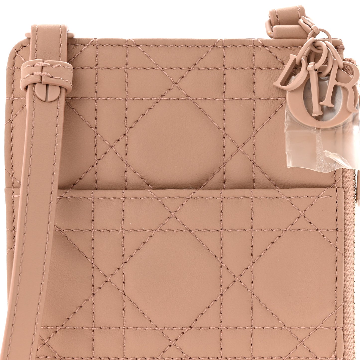 Ultra Matte Calfskin Lady Dior Long Wallet With Strap Beige