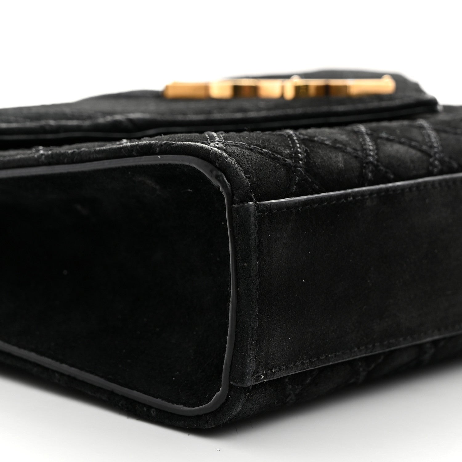 Saint Laurent Suede Mixed Matelasse Triquilt Medium Monogram Satchel  Black 9 of 10