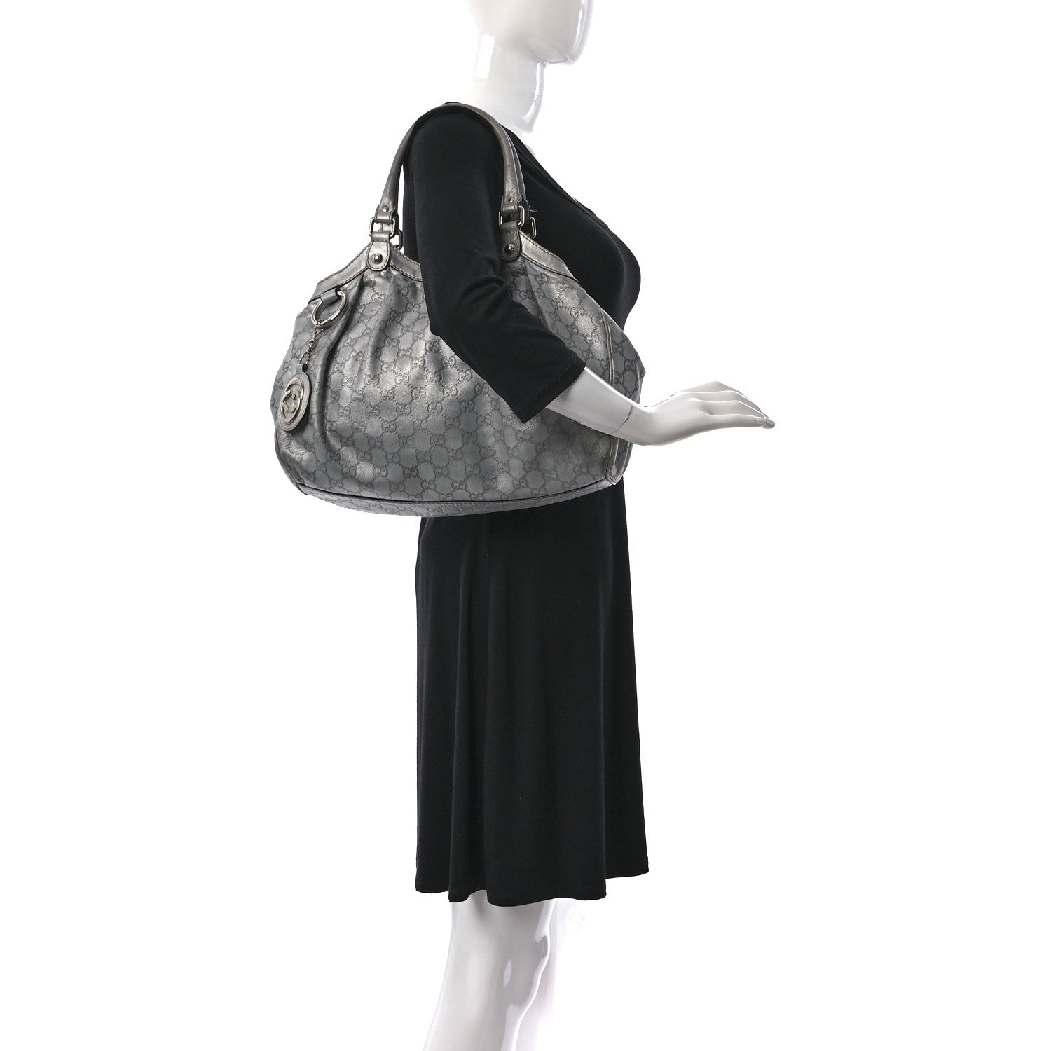 Gucci Metallic Guccissima Medium Sukey Tote Silver 2 of 25