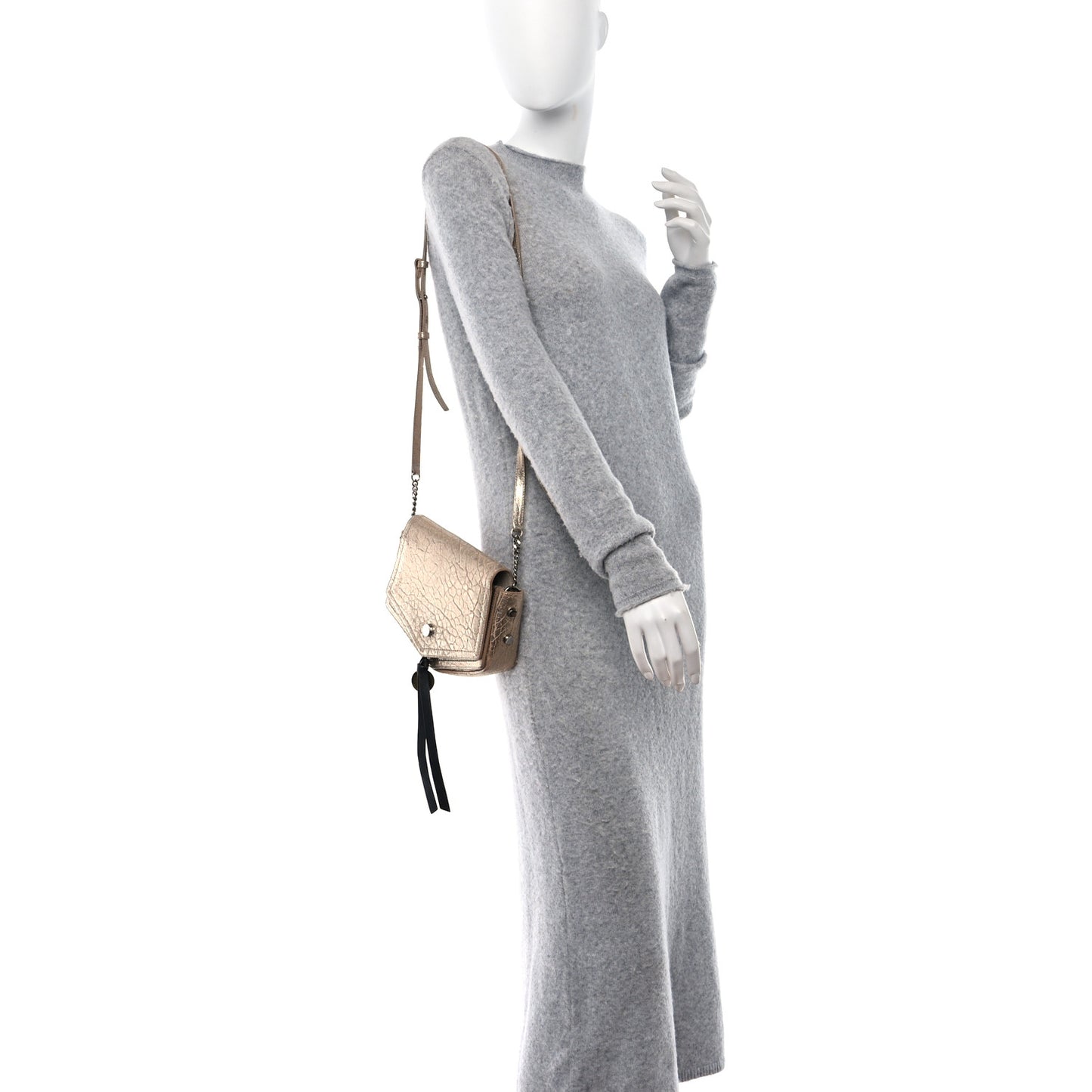 Metallic Grained Calfskin Arrow Crossbody Bag Light Gold