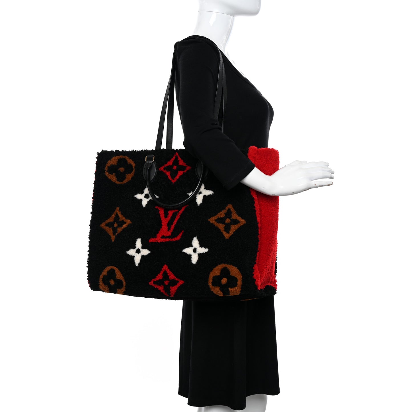 Shearling Monogram Giant Teddy Onthego GM Black Red