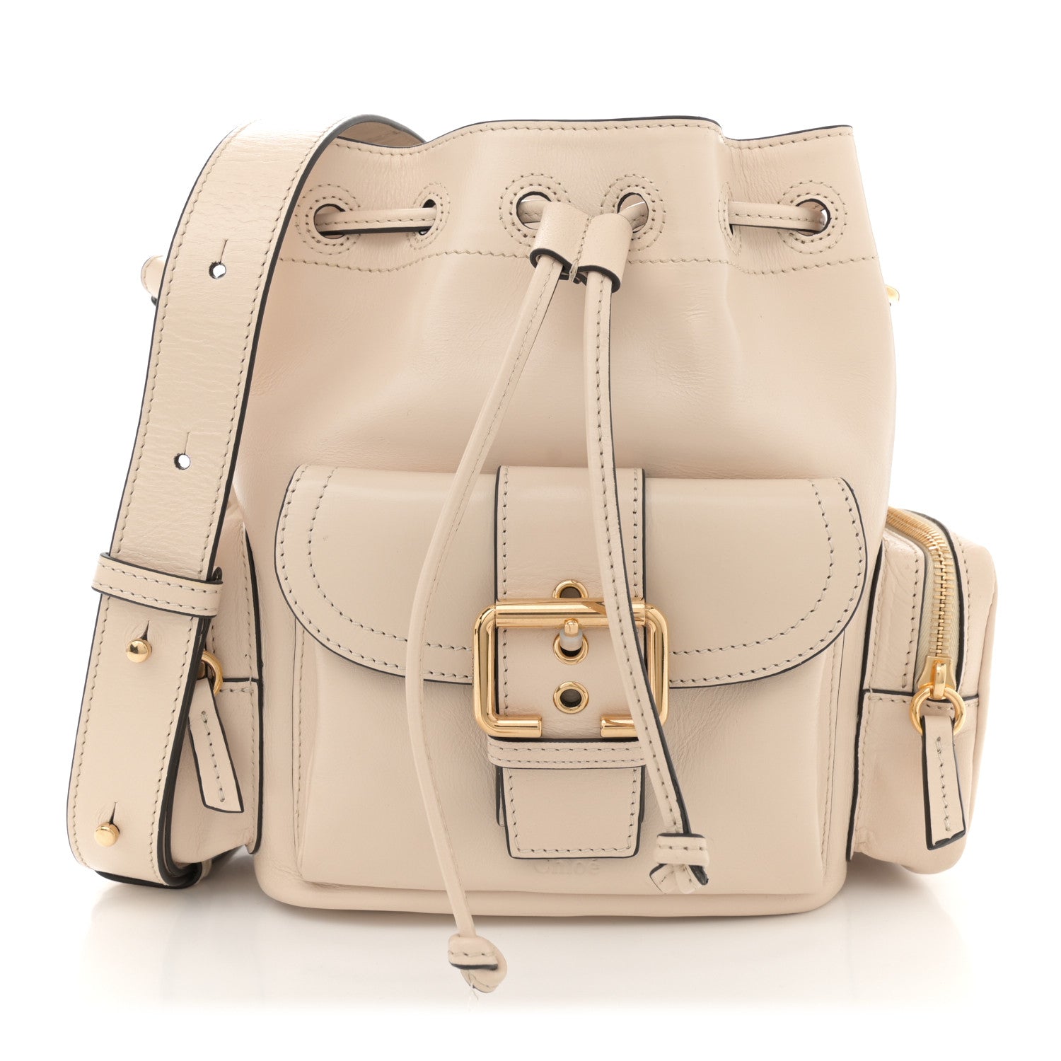 Chloe Shiny Calfskin Camera Bucket Bag Sweet Beige 1697294  display picture 2
