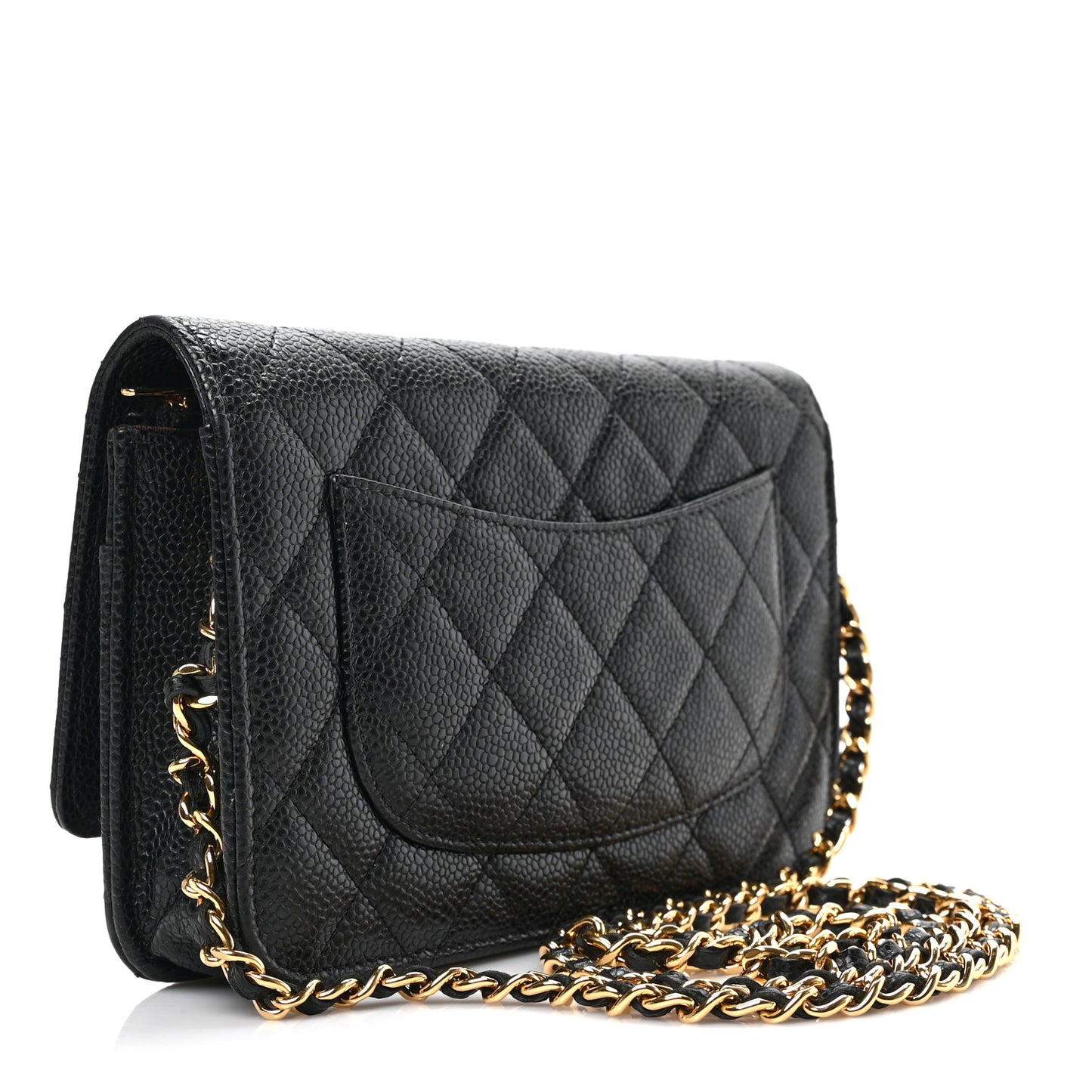 Caviar Quilted Wallet on Chain WOC Black