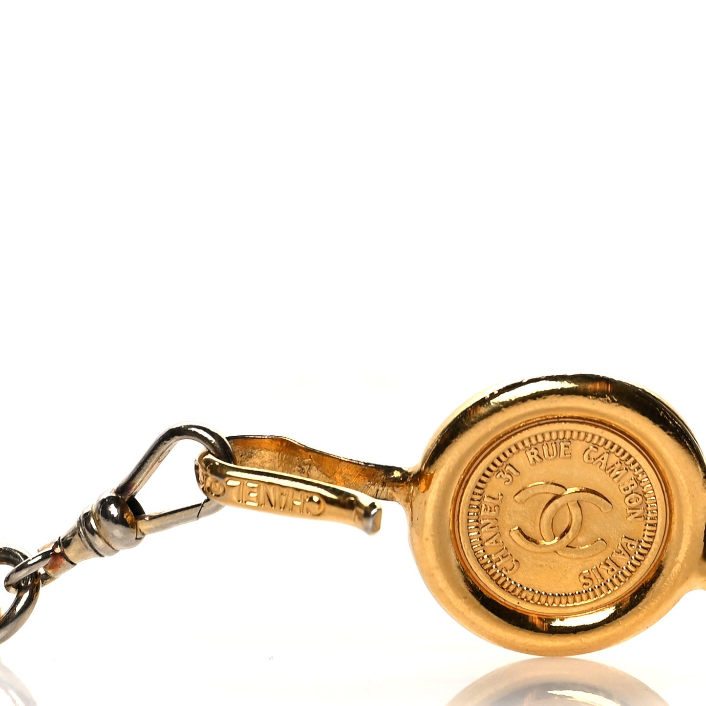 Lambskin Chain CC Medallion Belt Black Gold