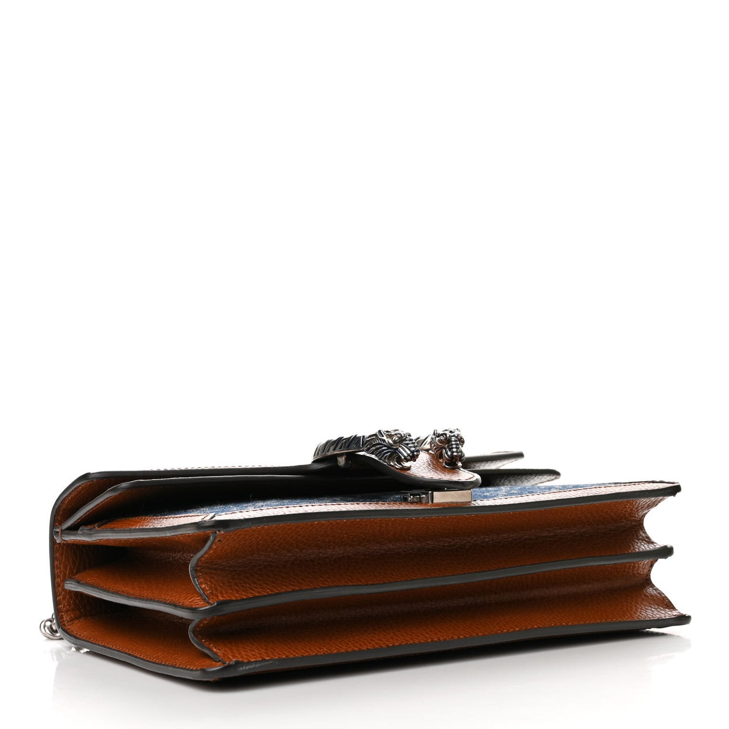 New Denim GG Monogram Dollar Calfskin Enamel Small Dionysus Shoulder Bag Blue Tea Cuir Epilog Electric Blue