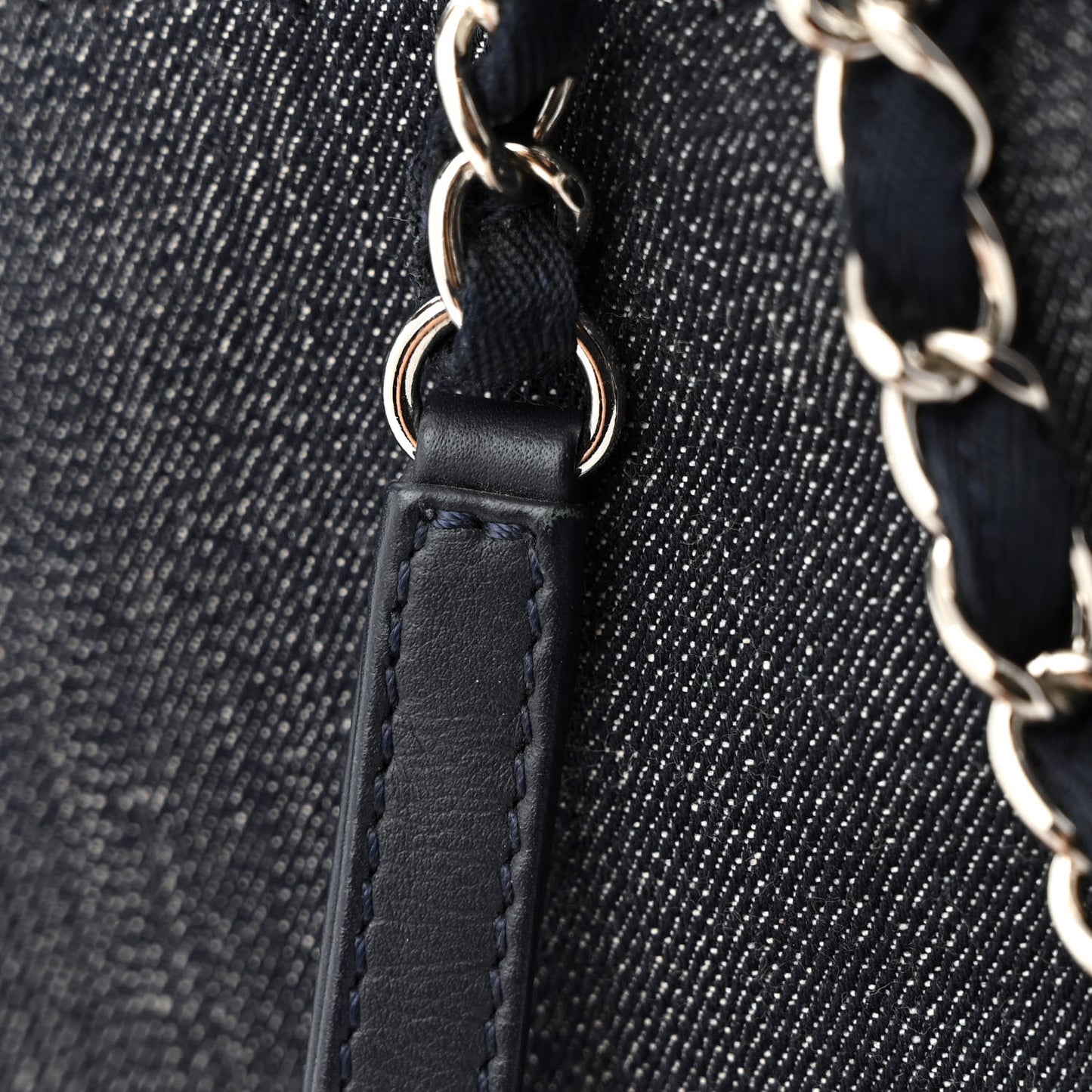 Denim Small Deauville Tote Dark Blue White