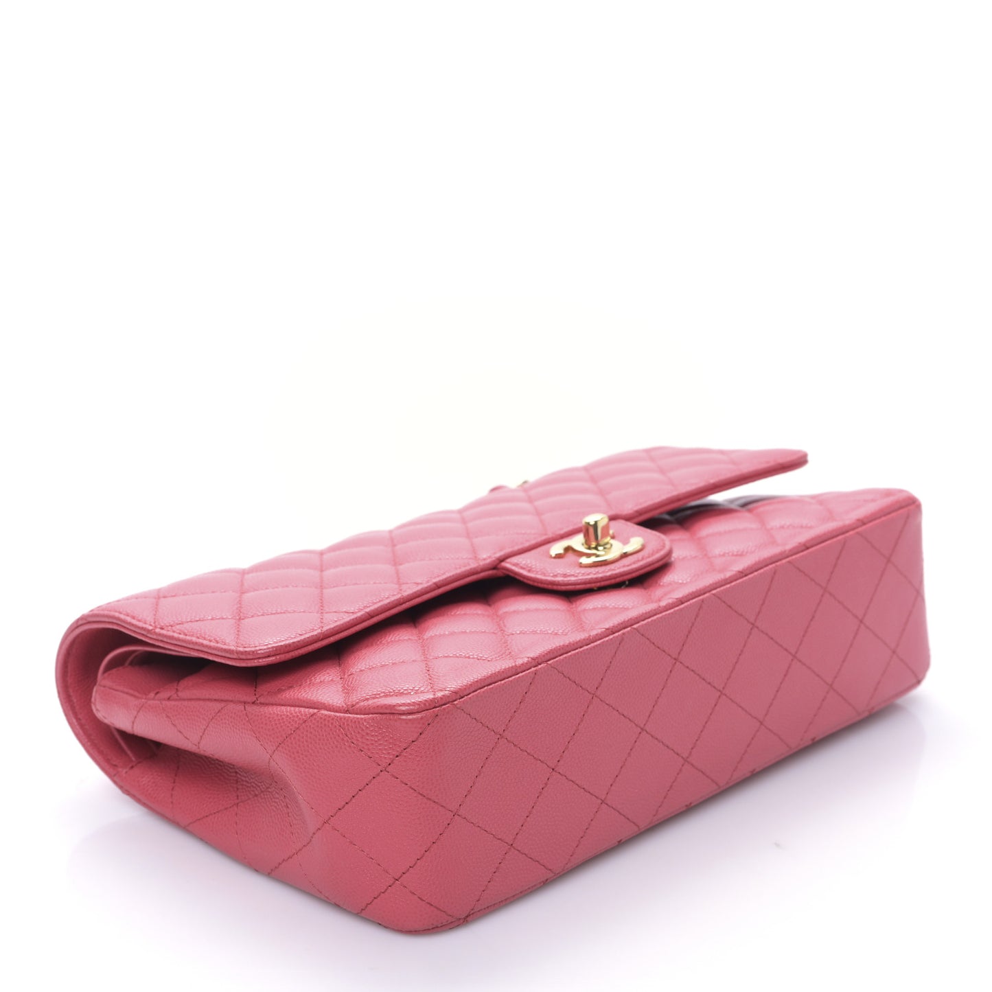 Caviar Quilted Medium Double Flap Dark Pink