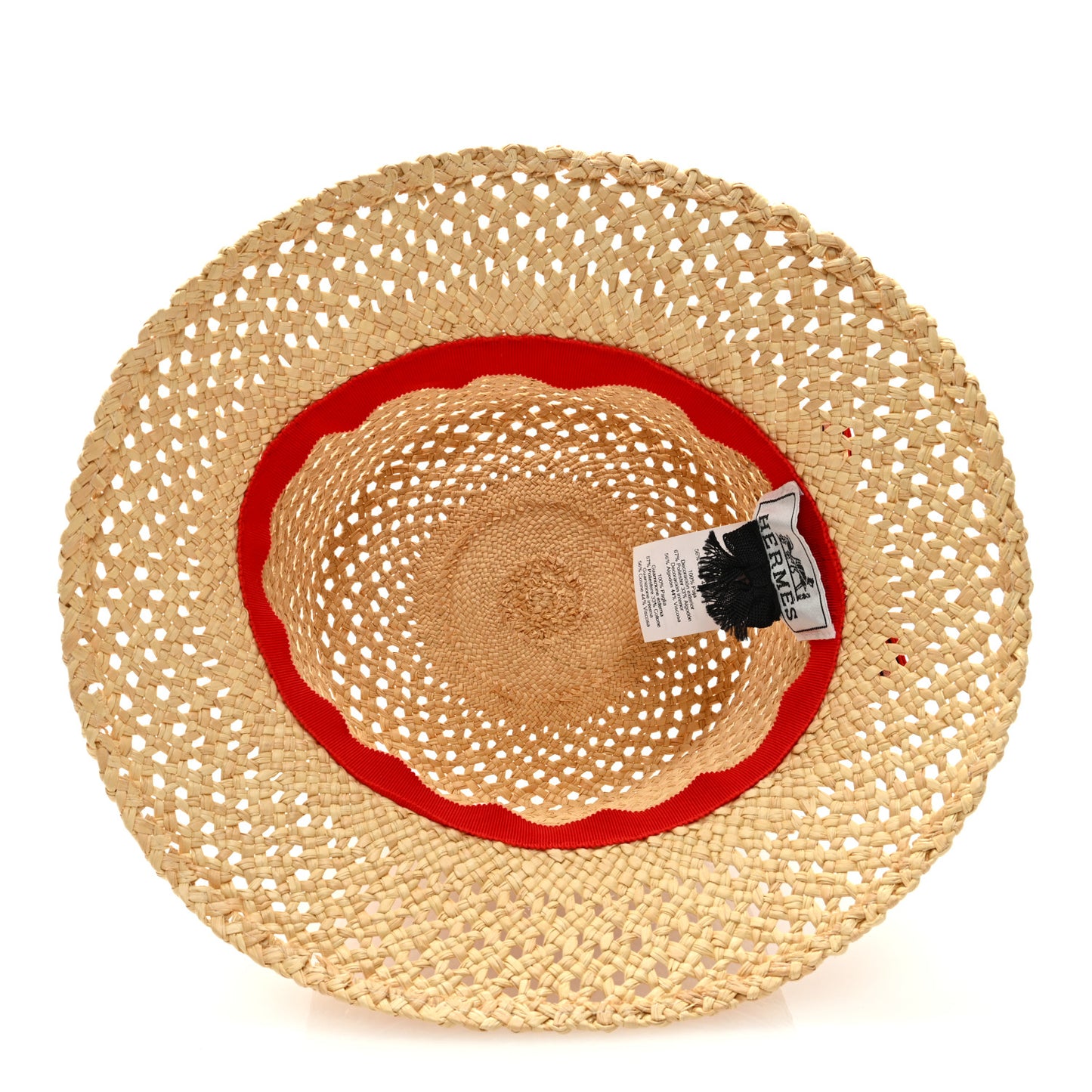 Straw Adele Panama Hat 56 Black Naturel Rouge