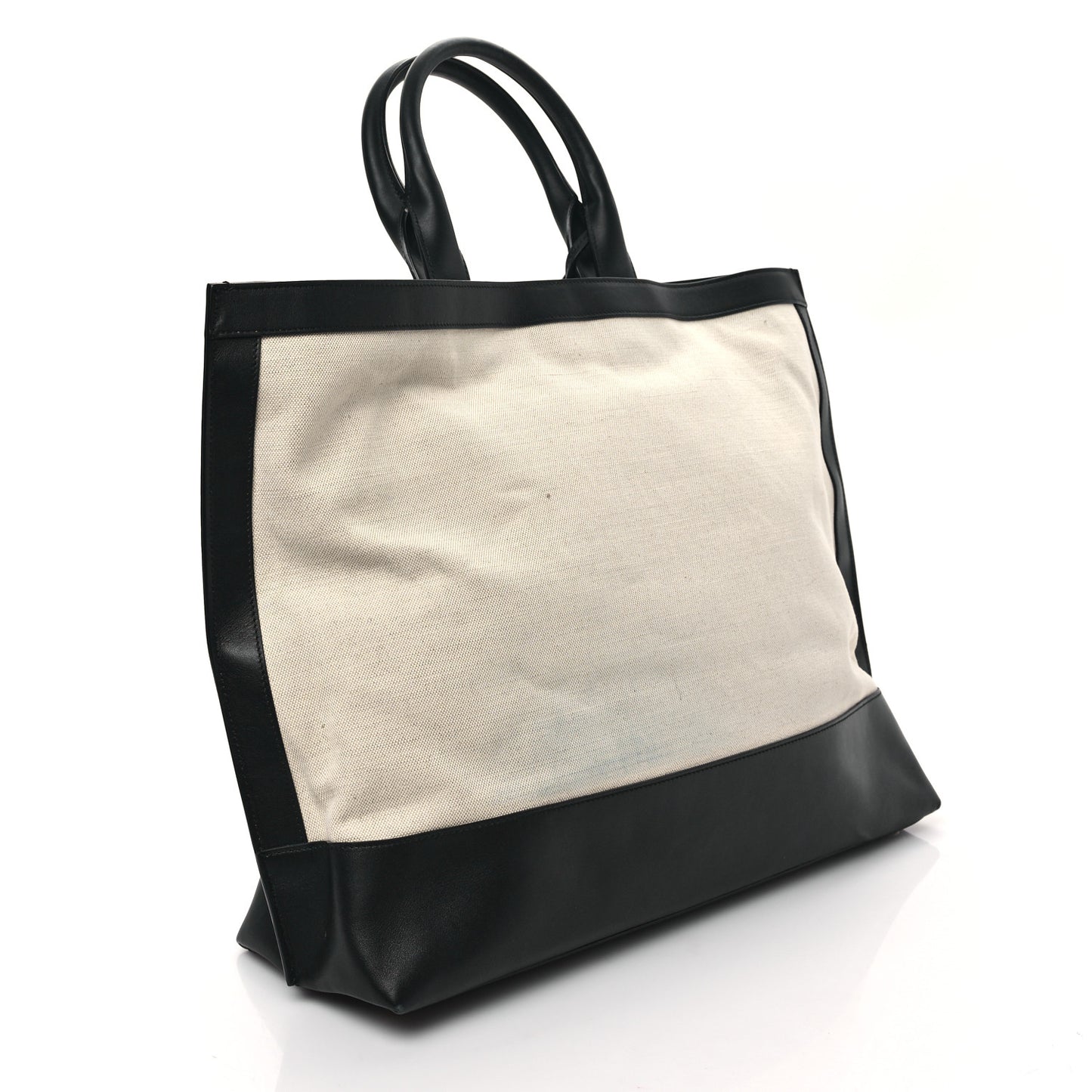 Calfskin Linen Two Tone Cabas Tote Black