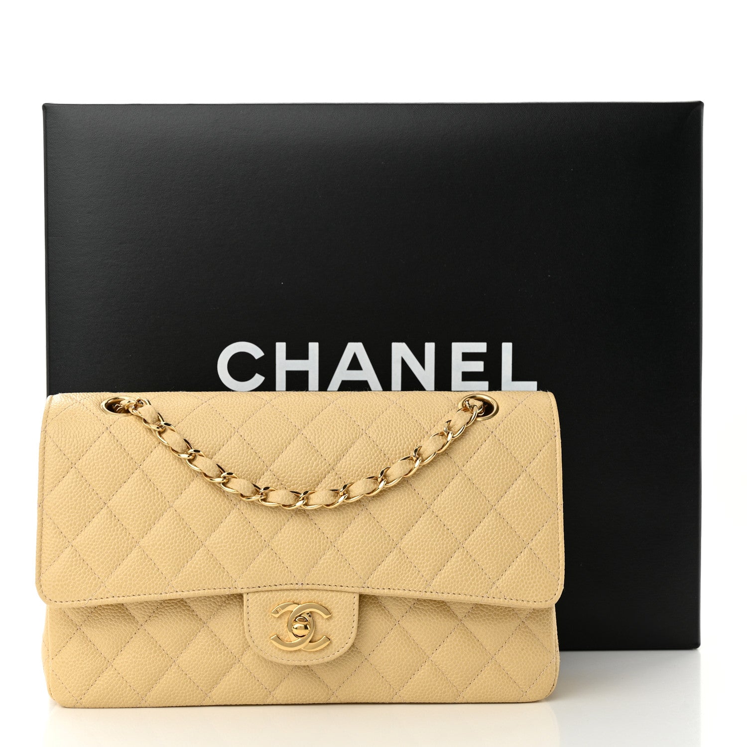 Chanel Caviar Quilted Medium Double Flap Beige 11 of 11