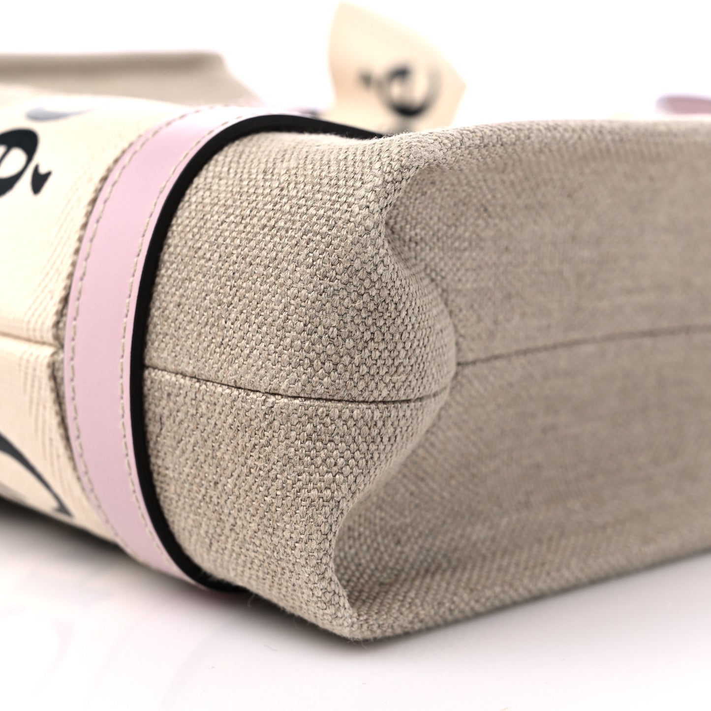 Cotton Calfskin Small Woody Ribbon Tote With Strap Misty Lavender
