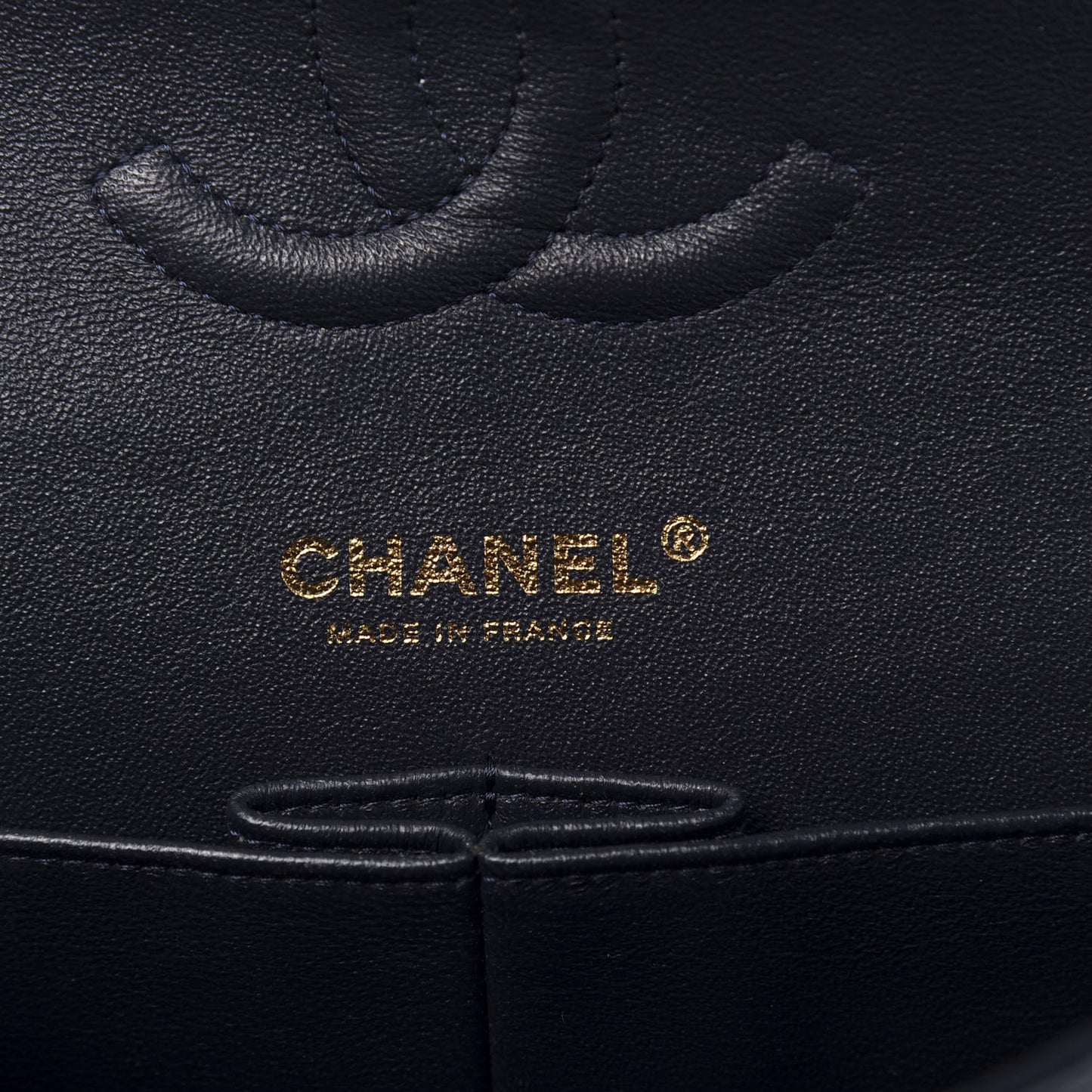 Lambskin Quilted Medium Double Flap Navy