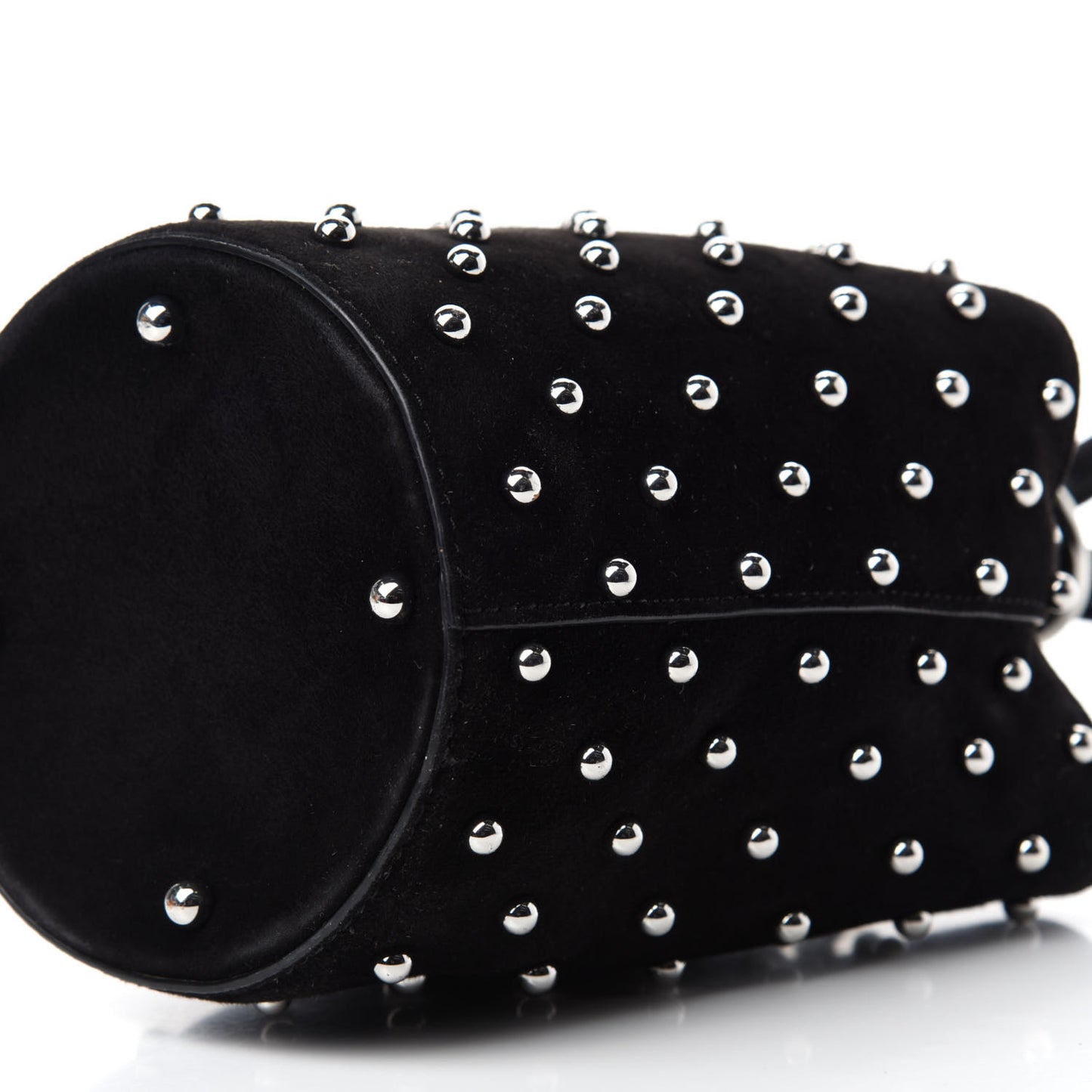 Suede Studded Mini Roxy Bucket Bag Black