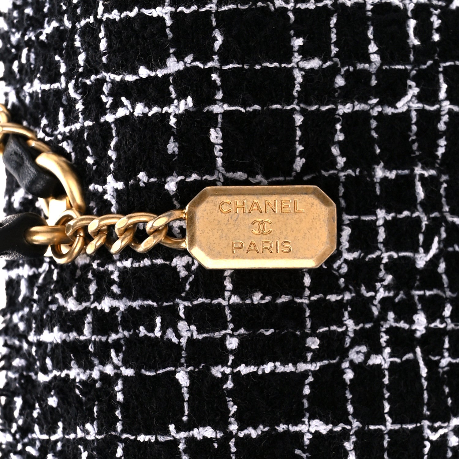 Chanel Tweed Lambskin Quilted Top Handle Flap Black White 8 of 12