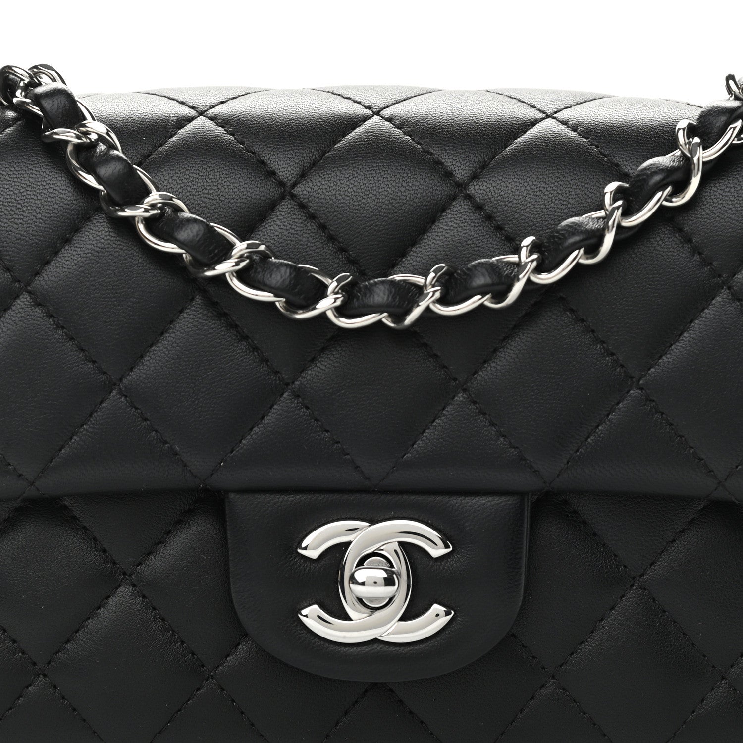 Chanel Lambskin Quilted Mini Rectangular Flap Black 8 of 11