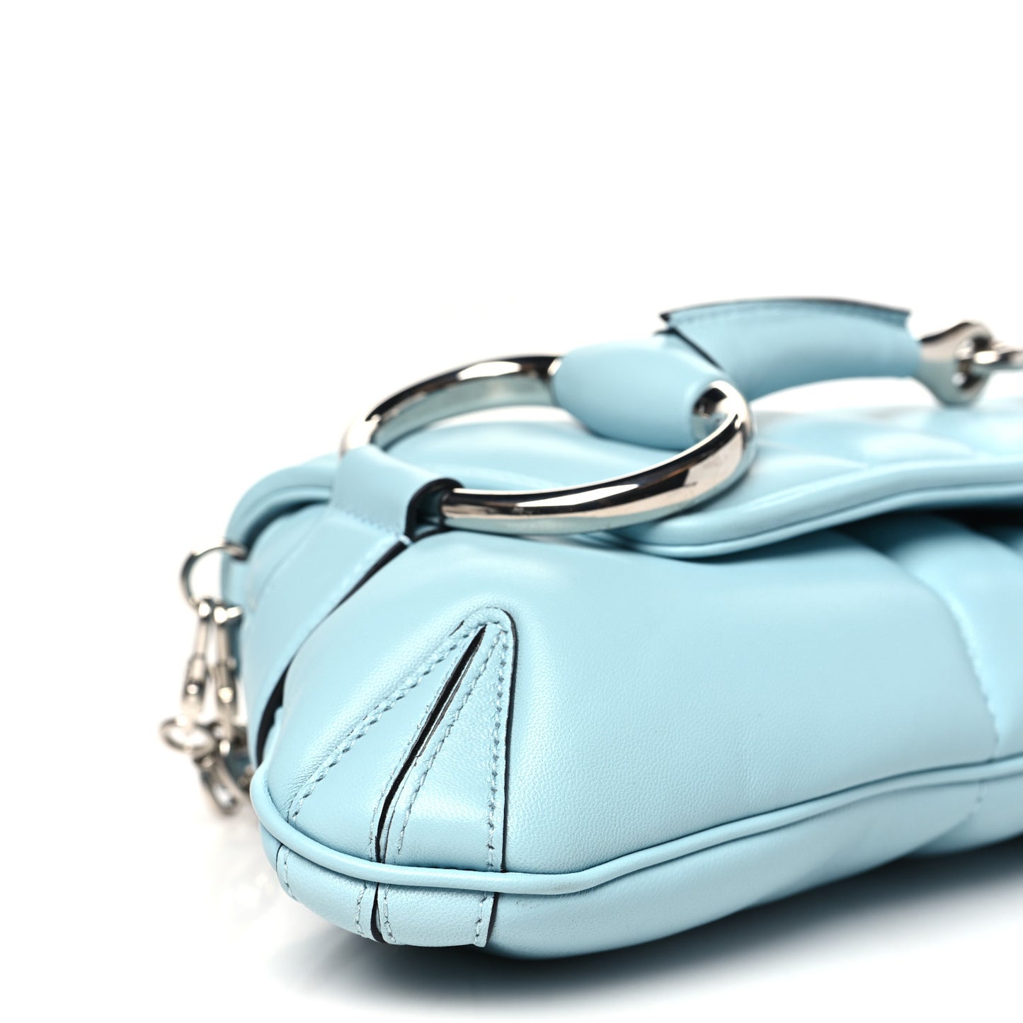 Nappa Vertical Matelasse Medium Maxi Horsebit Chain Shoulder Bag Crystal Snow