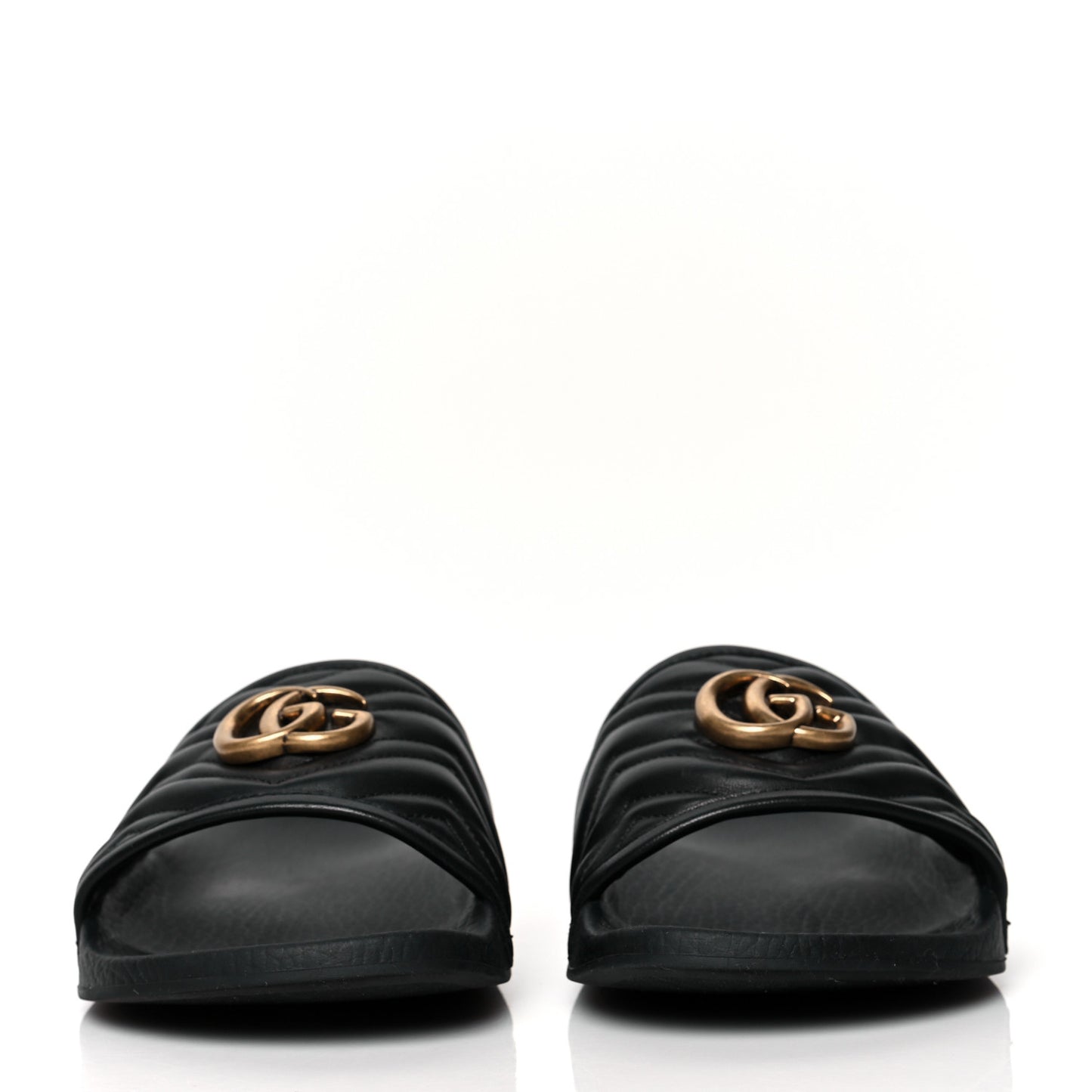 Nappa Matelasse Rubber Mens GG Marmont Slide Sandals 38 Black