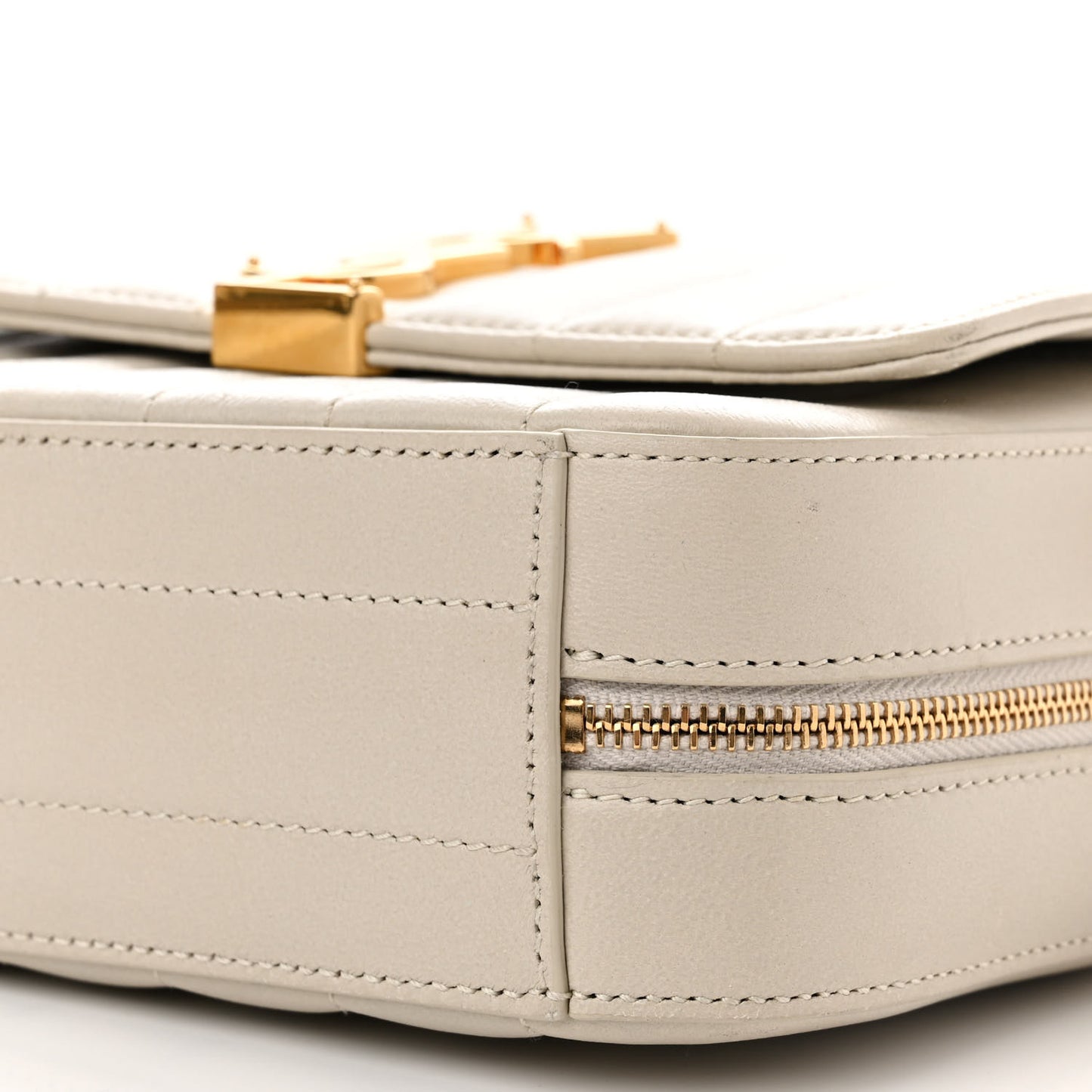Lambskin Matelasse Monogram Vicky Camera Bag White