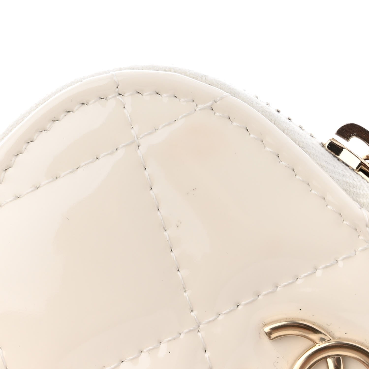 Chanel Patent Calfskin Resin Quilted CC Heart Clutch With Chain Black 12 of 13