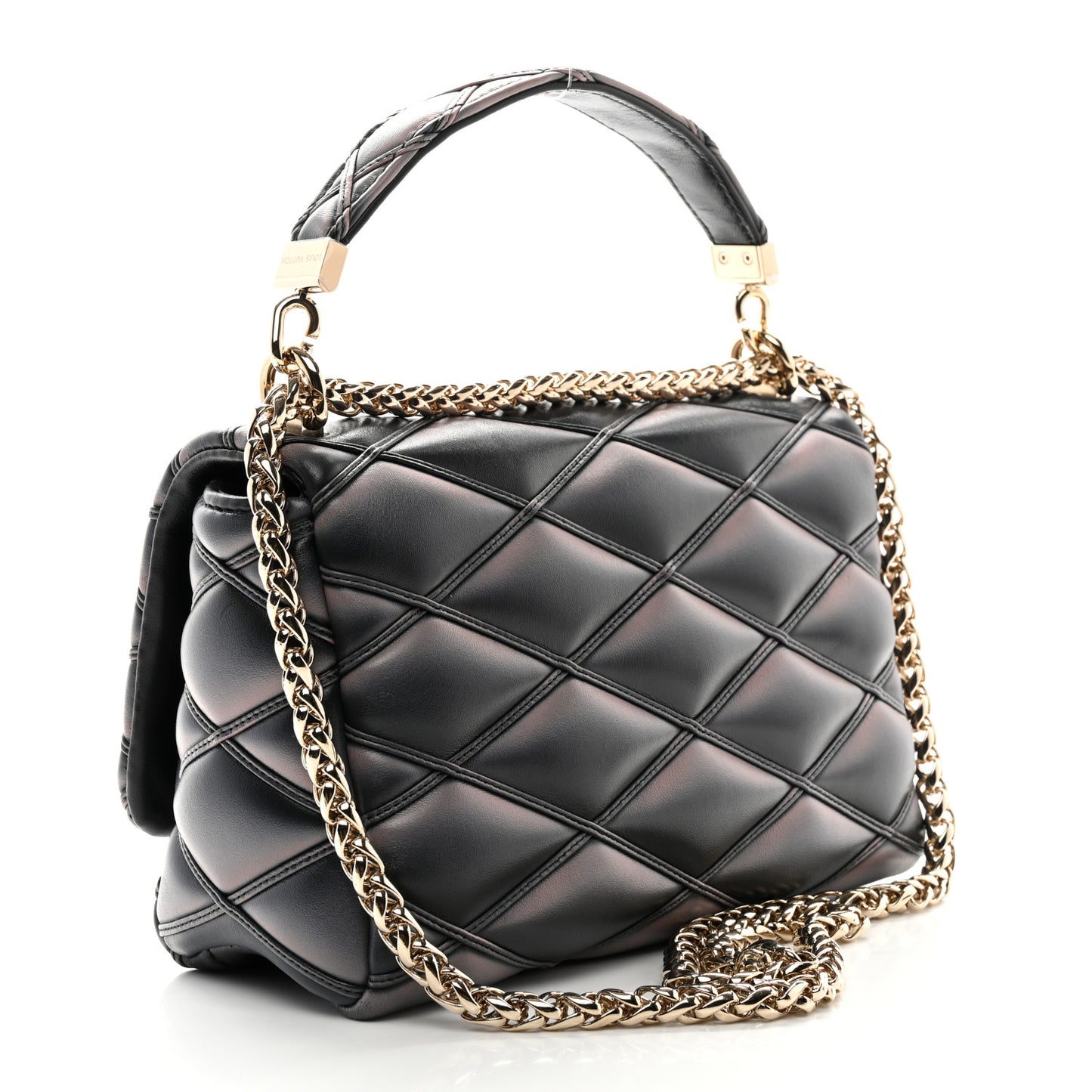 Lambskin Malletage Top Handle GO-14 MM Black Pink