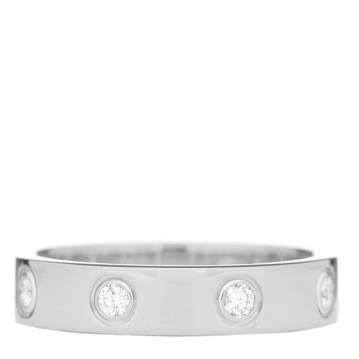 18K White Gold 8 Diamond 4mm Wedding Band LOVE Ring 50 5.25