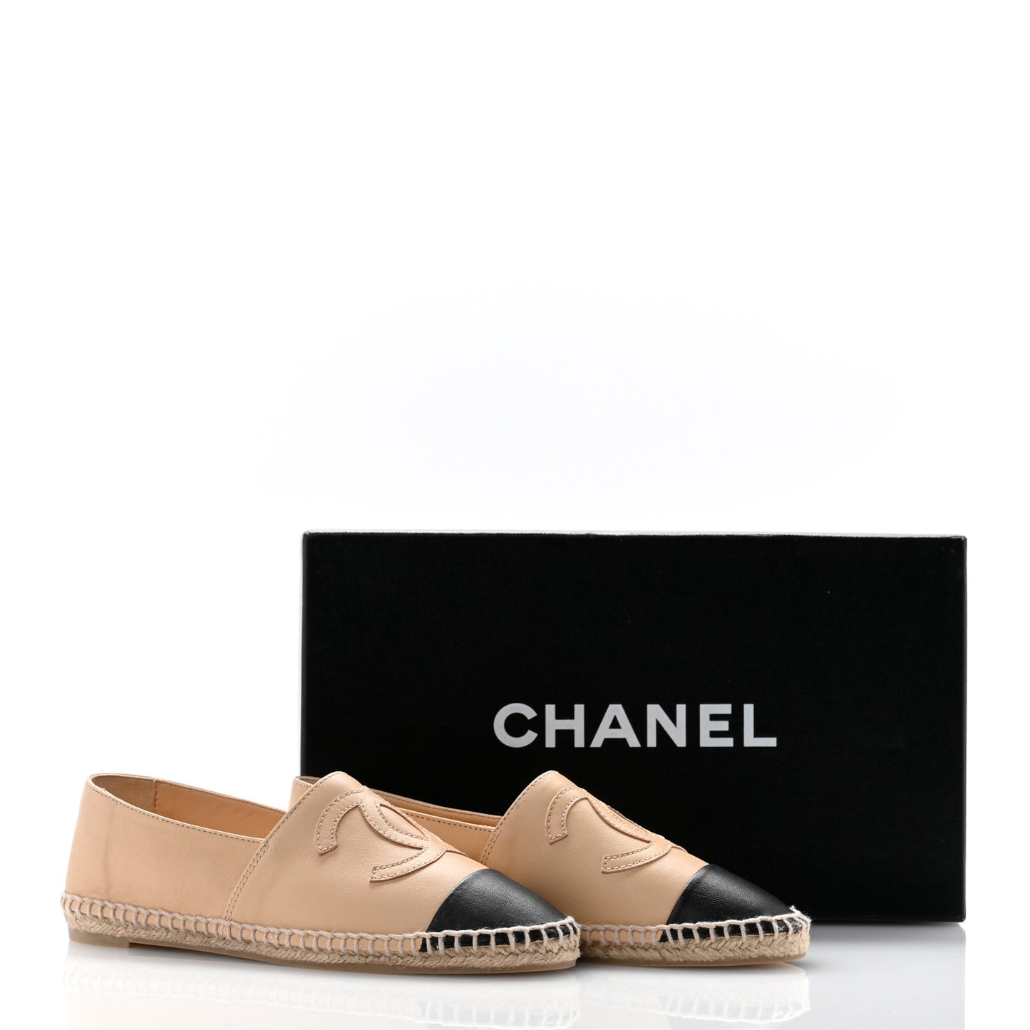 Lambskin CC Espadrilles 35 Beige Black