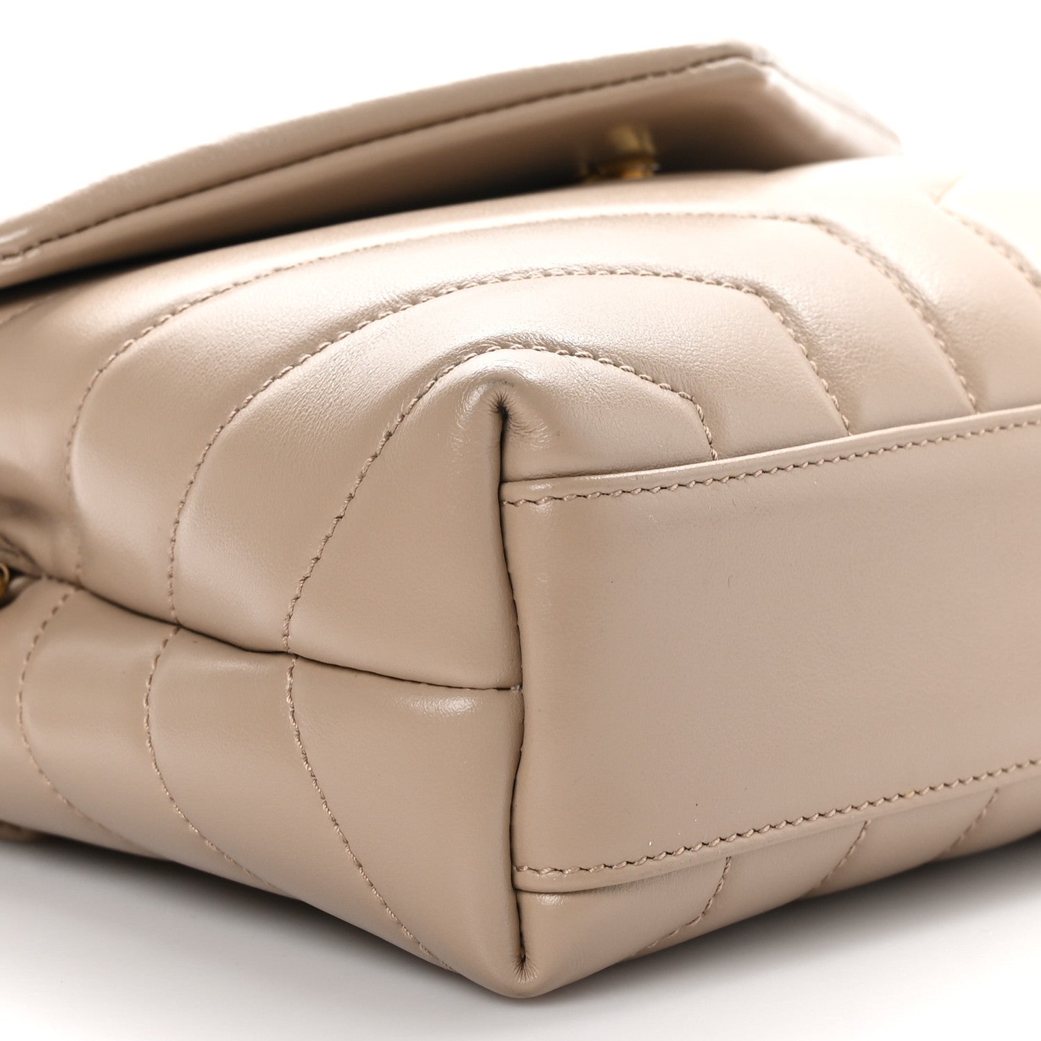 Saint Laurent Calfskin Y Quilted Monogram Toy Loulou Crossbody Bag Dark Beige 9 of 12