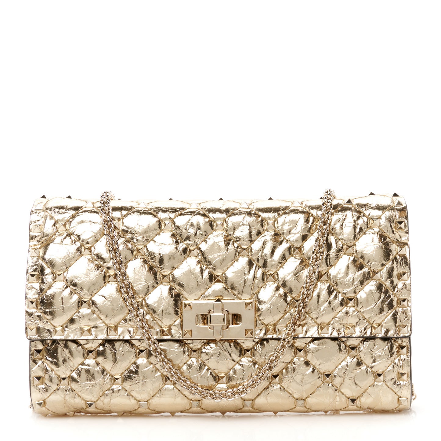 Metallic Nappa Rockstud Spike Wallet on Chain Mekong
