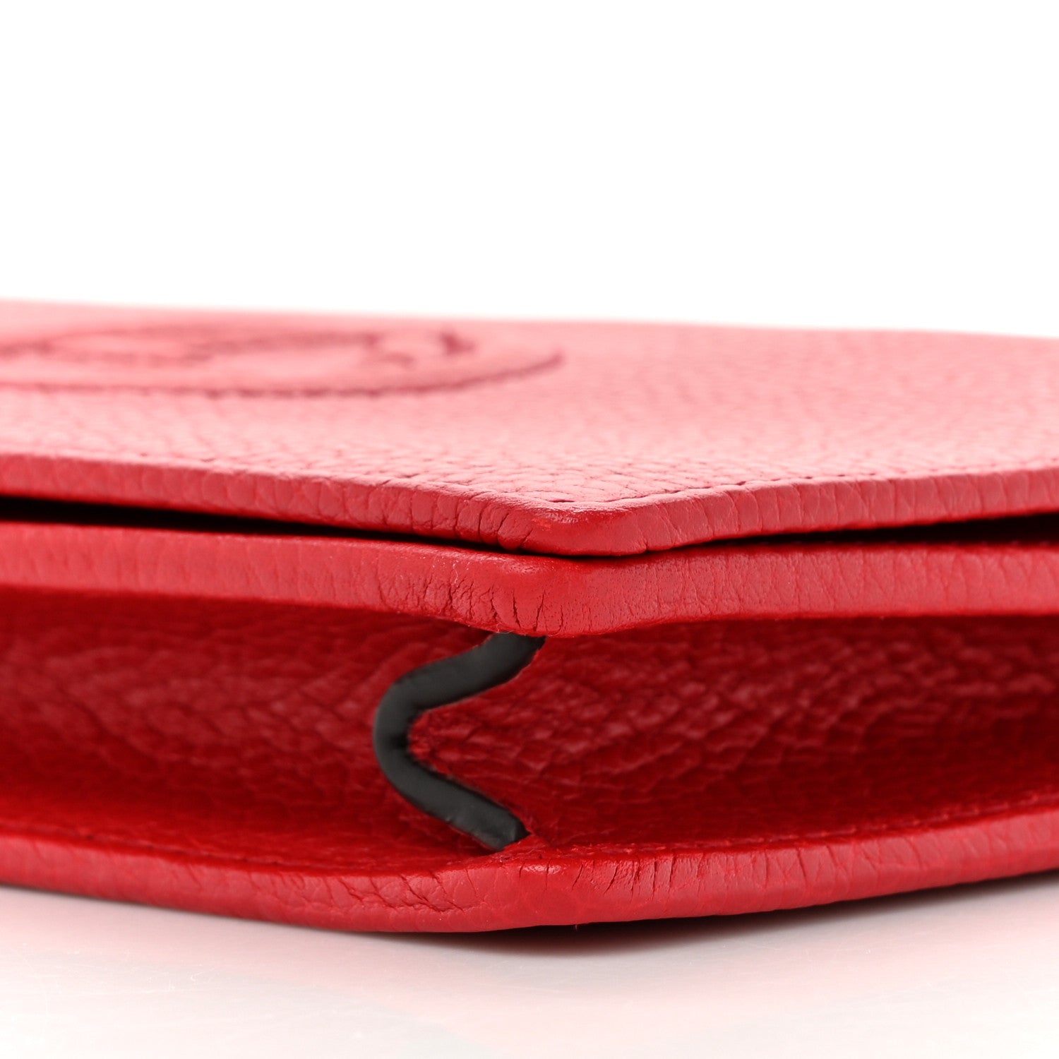 Gucci Pebbled Calfskin Soho Wallet on Chain Hibiscus Red 8 of 10