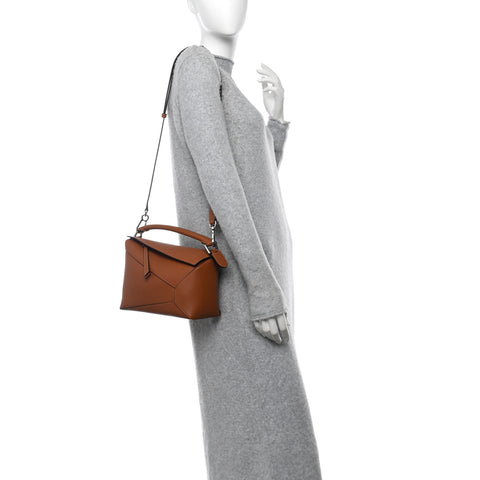 Calfskin Small Puzzle Edge Bag Tan