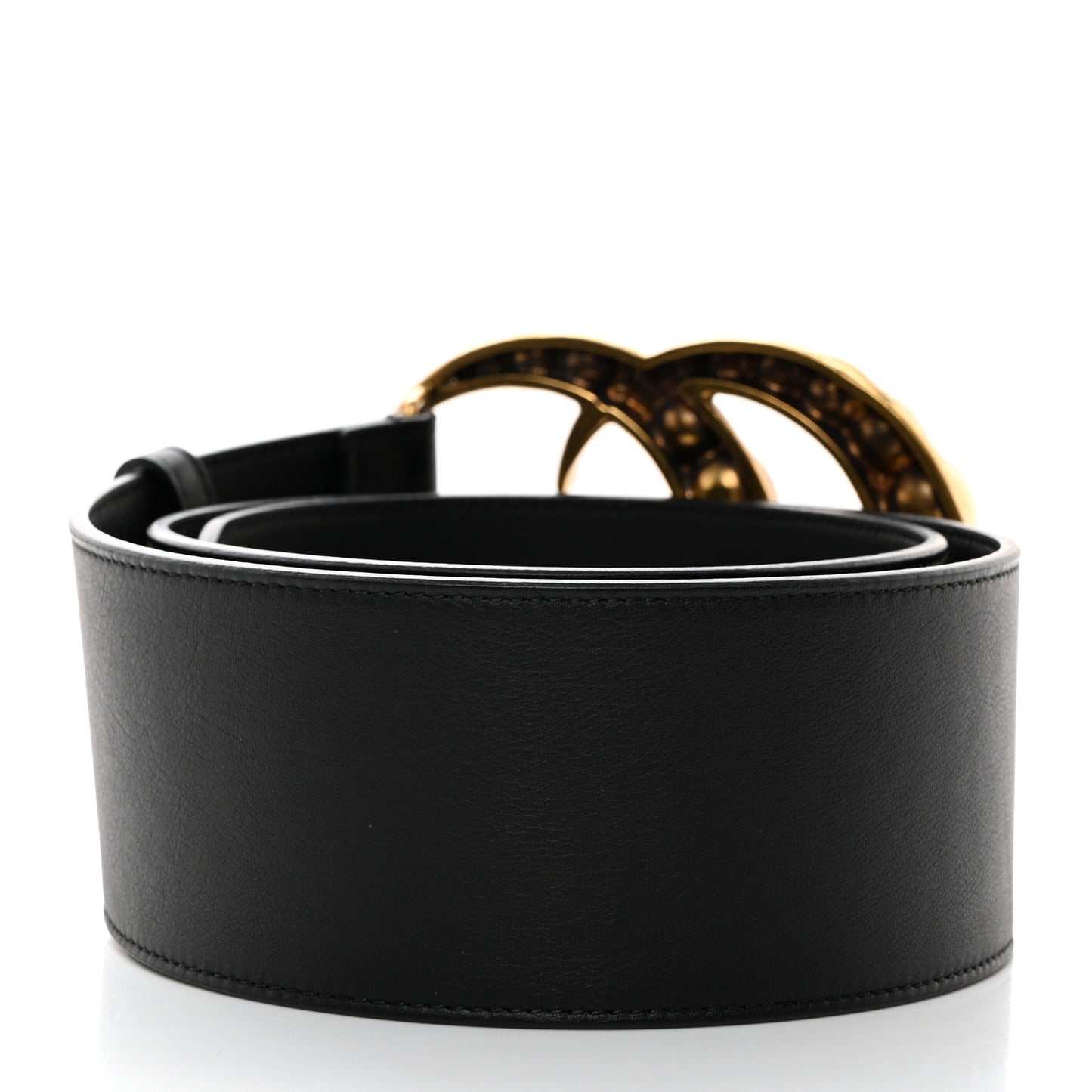 Moon Calfskin Pearl Double G 70mm Belt 90 36 Black Cream