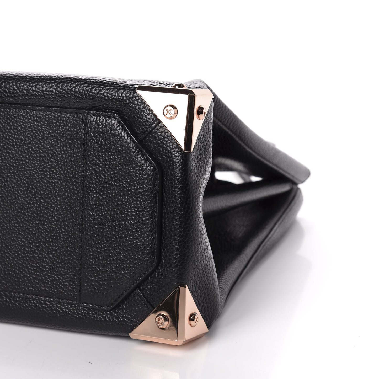 Pebbled Calfskin Large Prisma Skeletal Tote Black Rose Gold Hardware