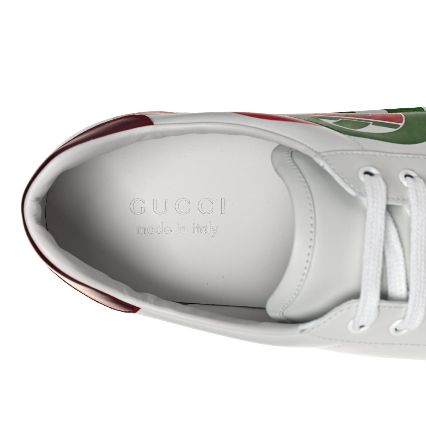 Calfskin Interlocking G Mens New Ace Sneakers 9 White Red Flame Green