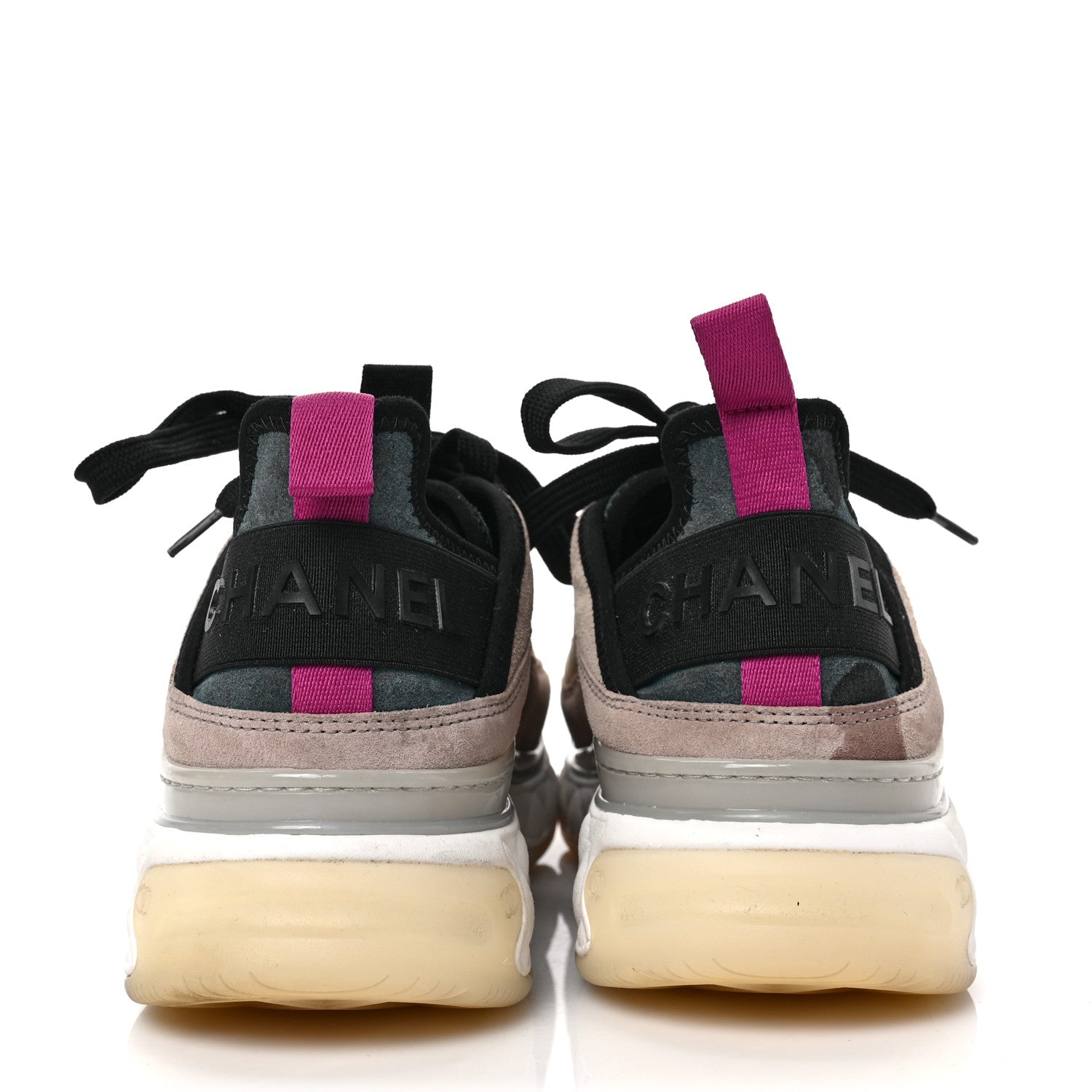 Chanel Suede Calfskin Nylon Grosgrain CC Sneakers 37 Beige Pink 5 of 8