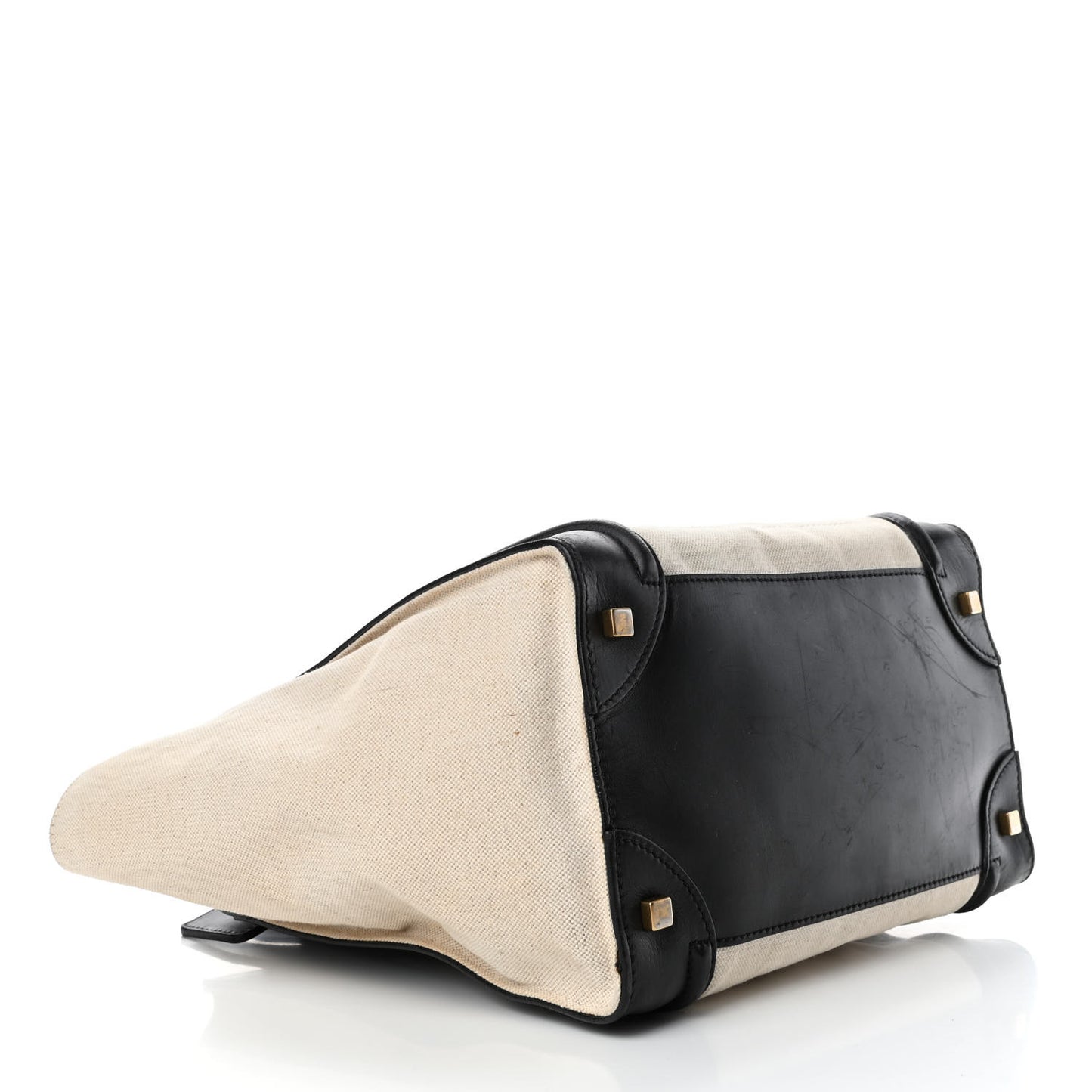 Natural Canvas Smooth Calfskin Mini Luggage Cream
