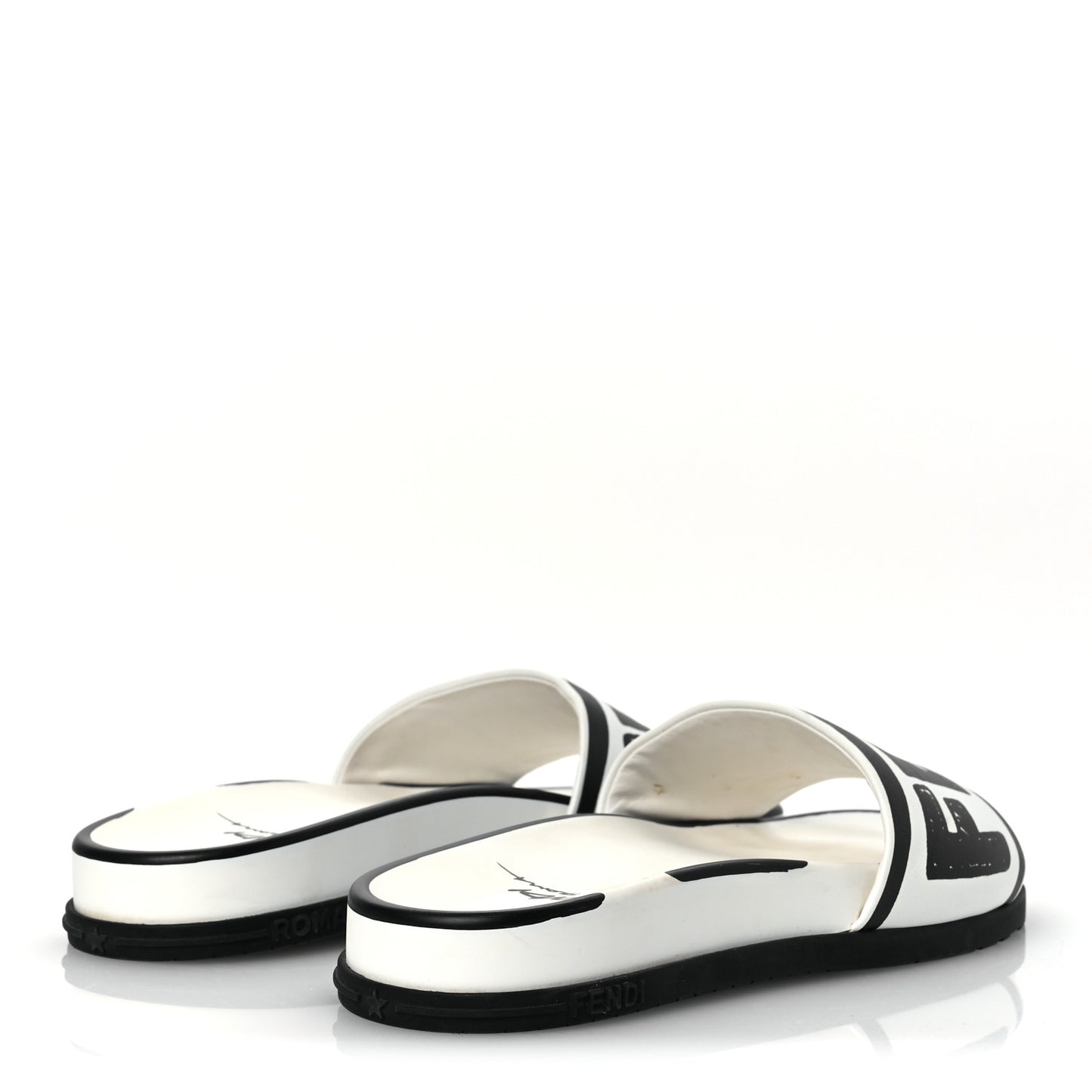 X JOSHUA VIDES Roma Calfskin Fussbetts Slide Sandals 37 Snow White Black
