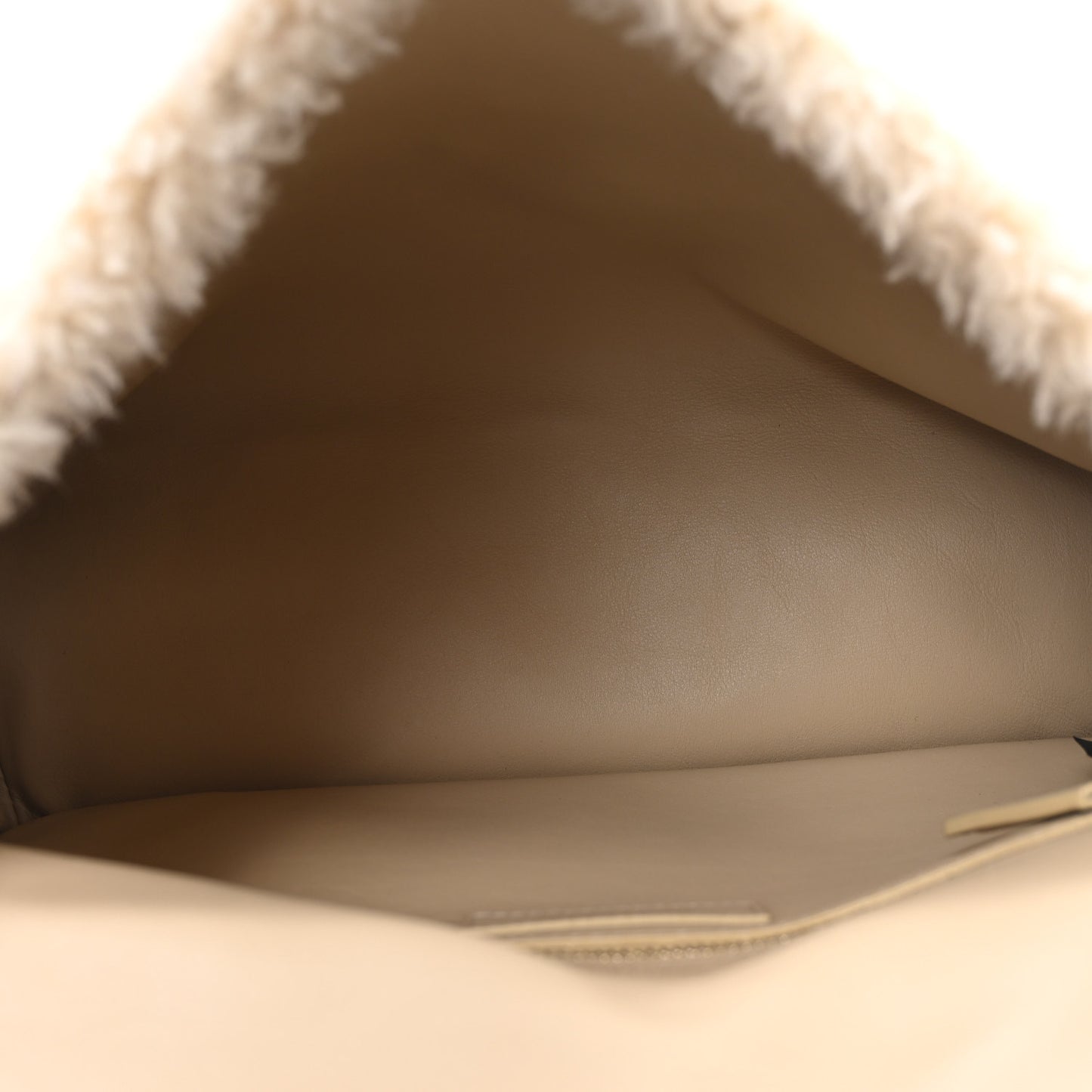 Calfskin Shearling Monogram Medium Niki Chain Satchel Natural Beige
