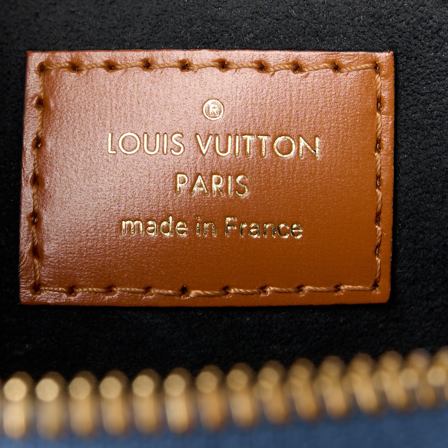Denim Calfskin Reverse Monogram Malletage Alma BB Blue